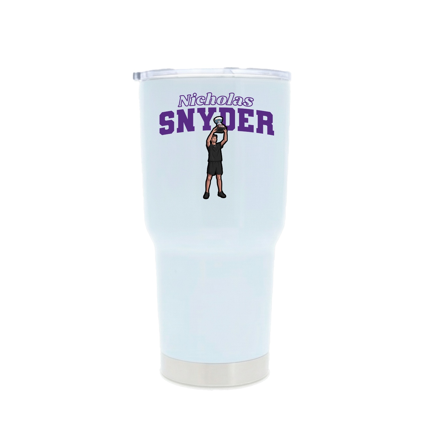 30oz Stainless Steel Tumbler — Name Arch in White