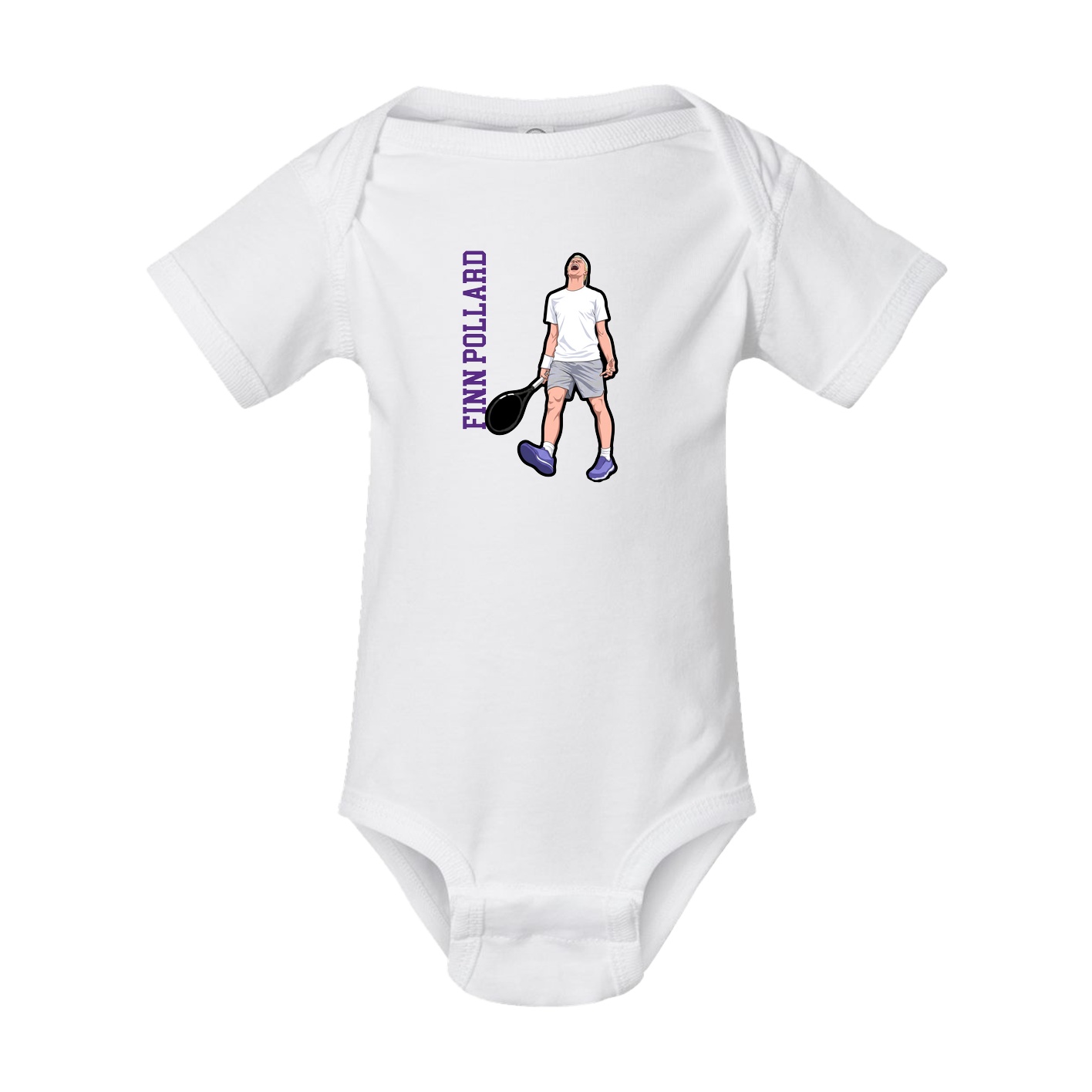 Baby Onesie — Name Vertical in White