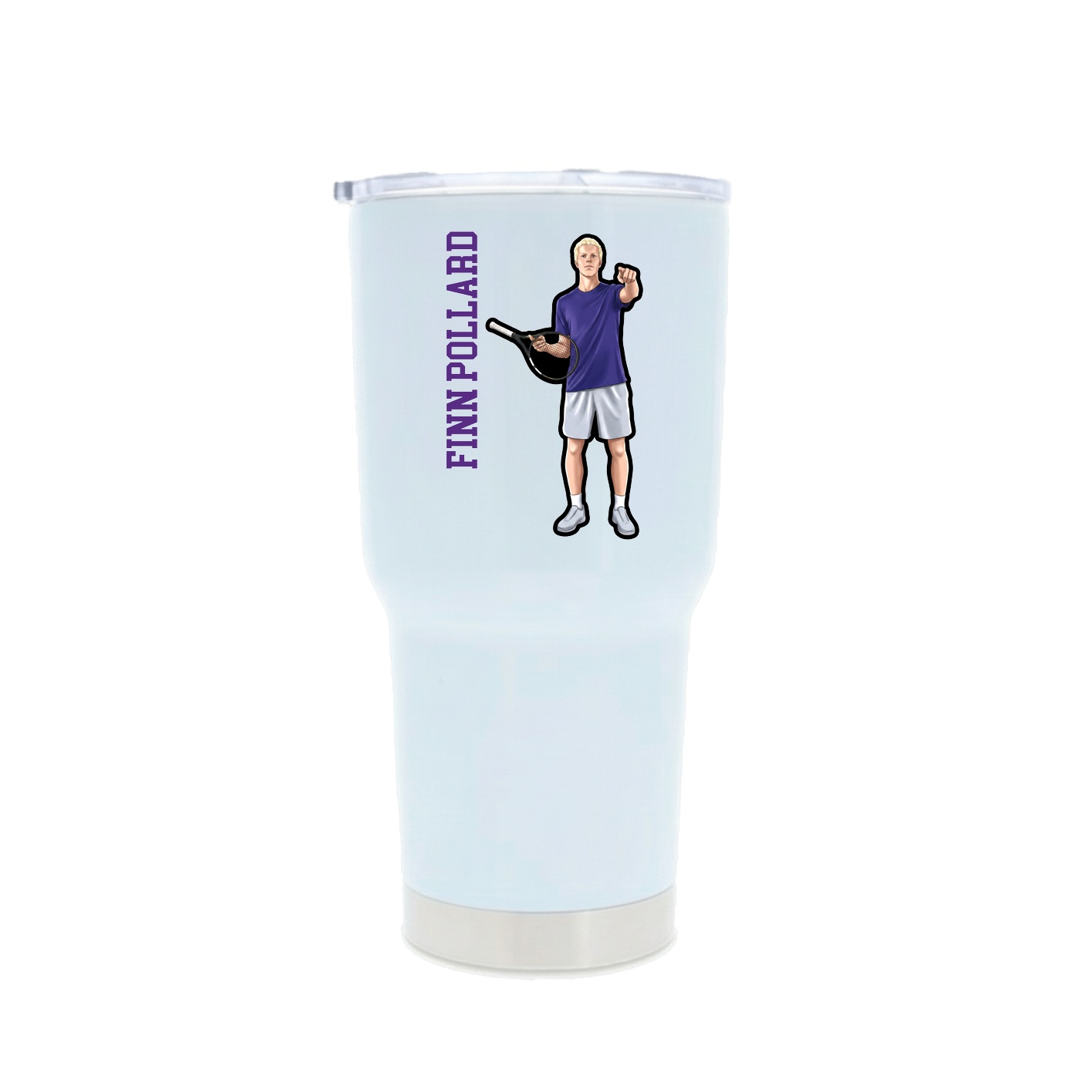 30oz Stainless Steel Tumbler — Name Vertical in White