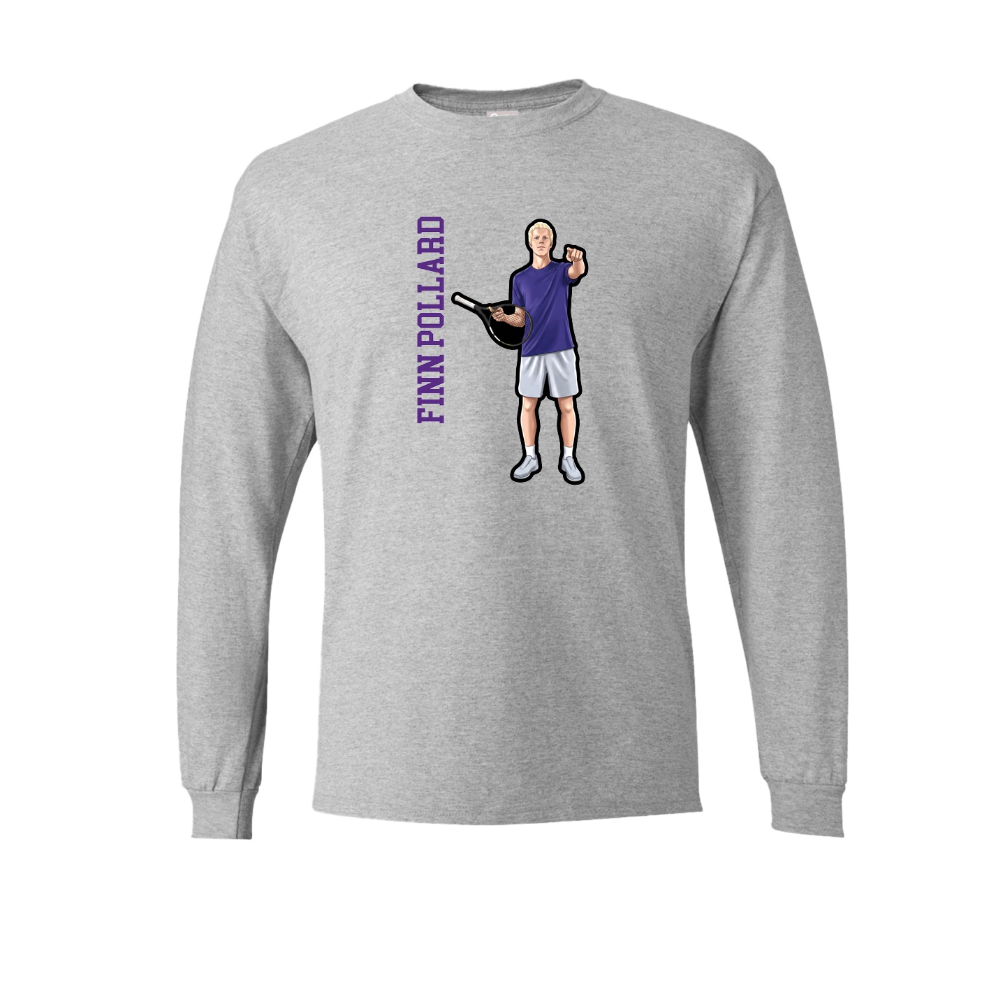 Long Sleeve Tee — Name Vertical in Grey