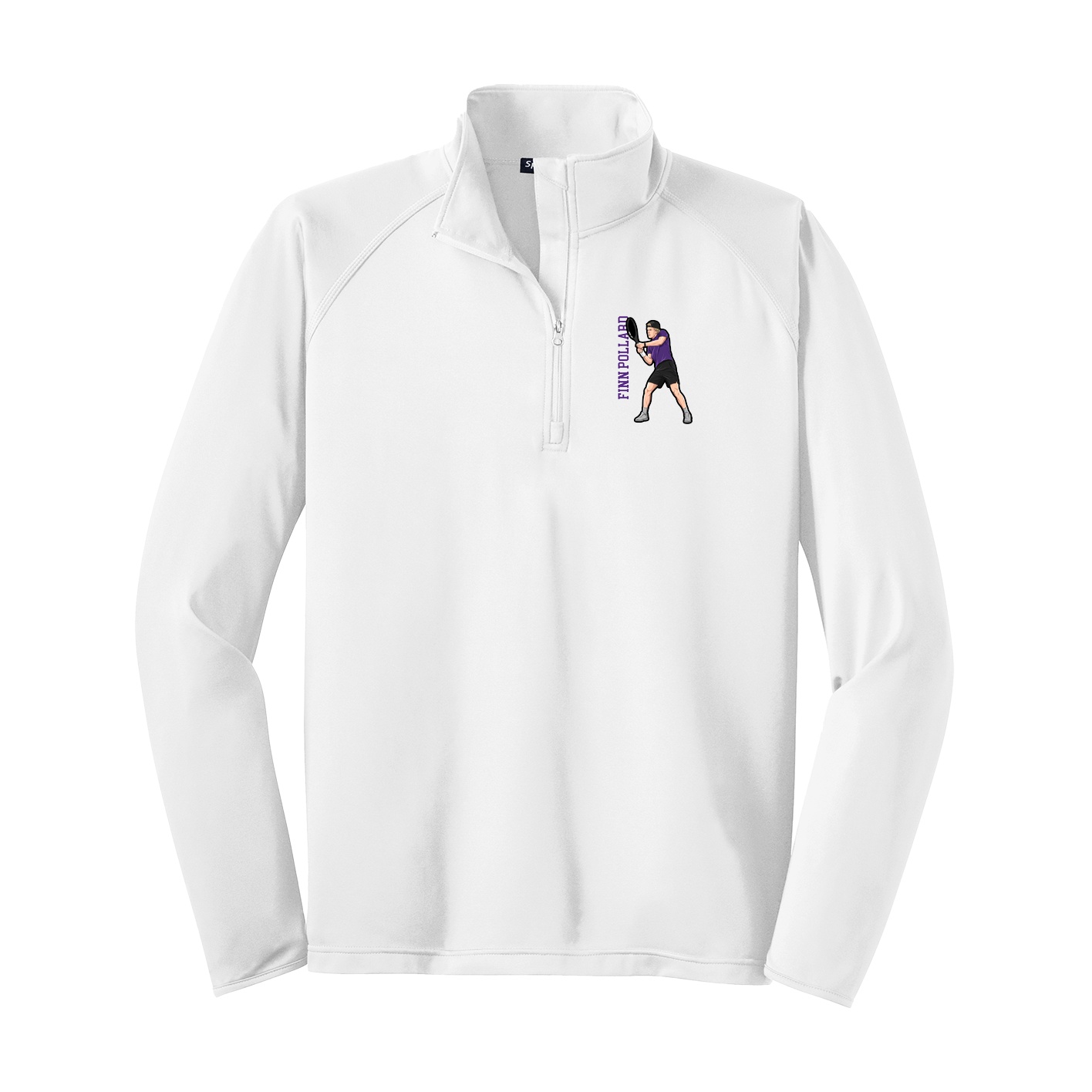 Q-Zip Pullover — Name Vertical in White