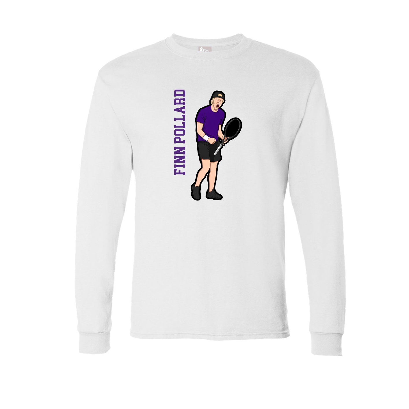 Long Sleeve Tee — Name Vertical in White