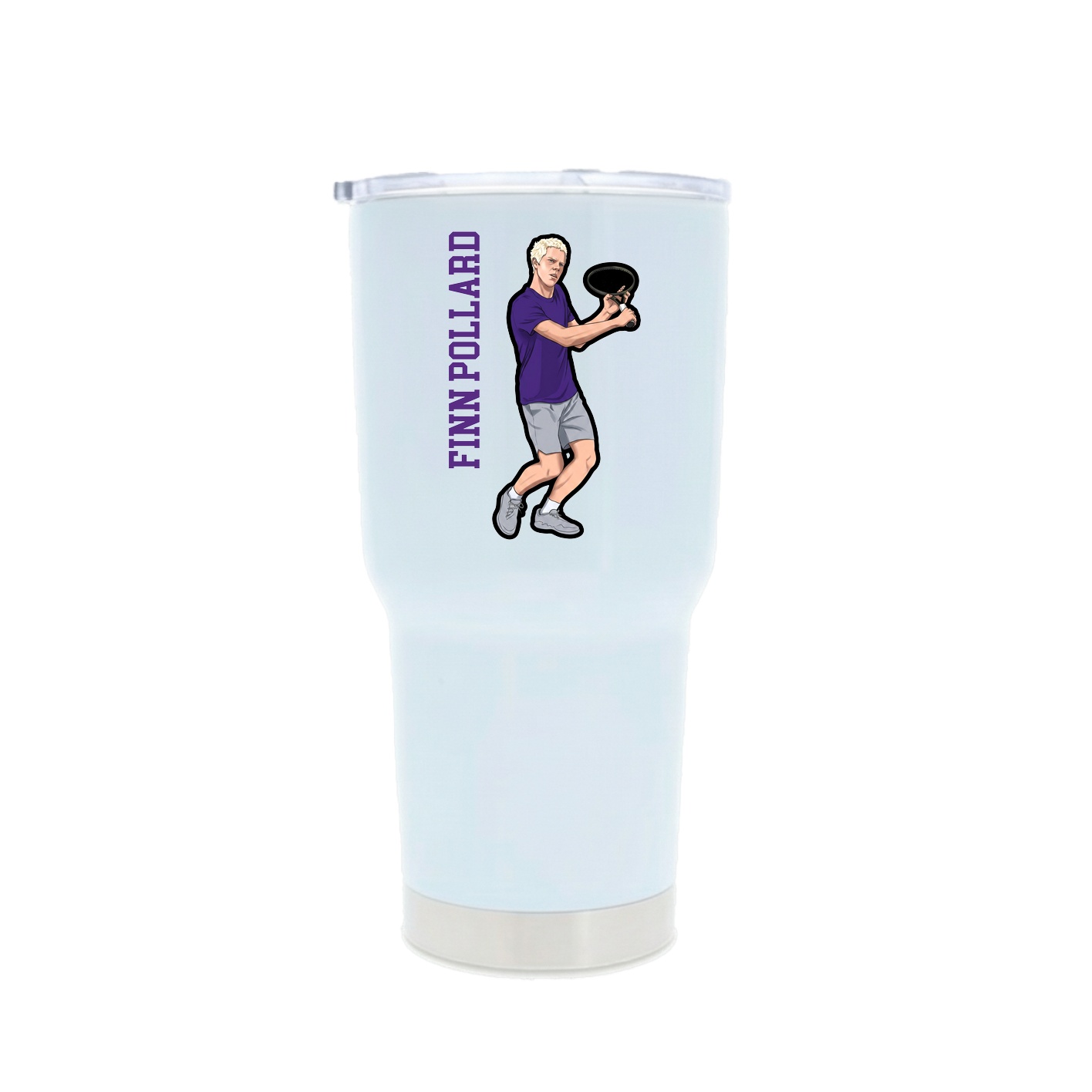 30oz Stainless Steel Tumbler — Name Vertical in White