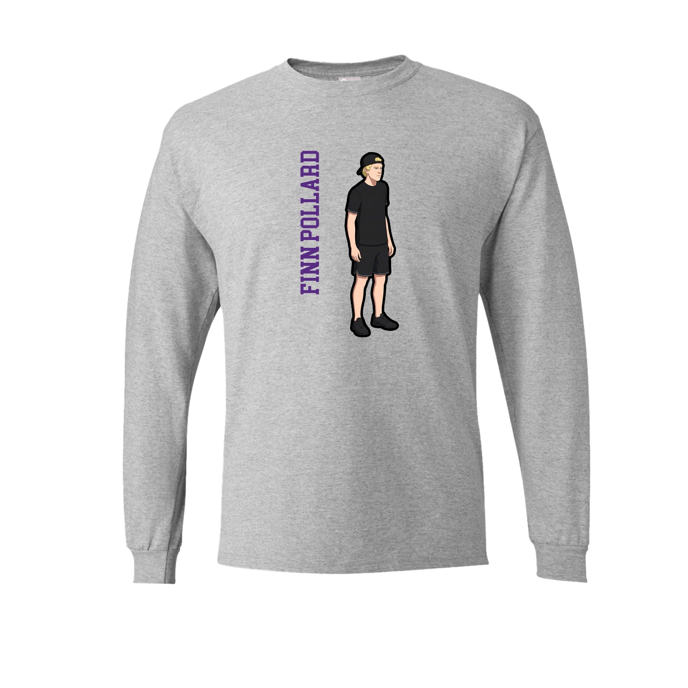 Long Sleeve Tee — Name Vertical in Grey