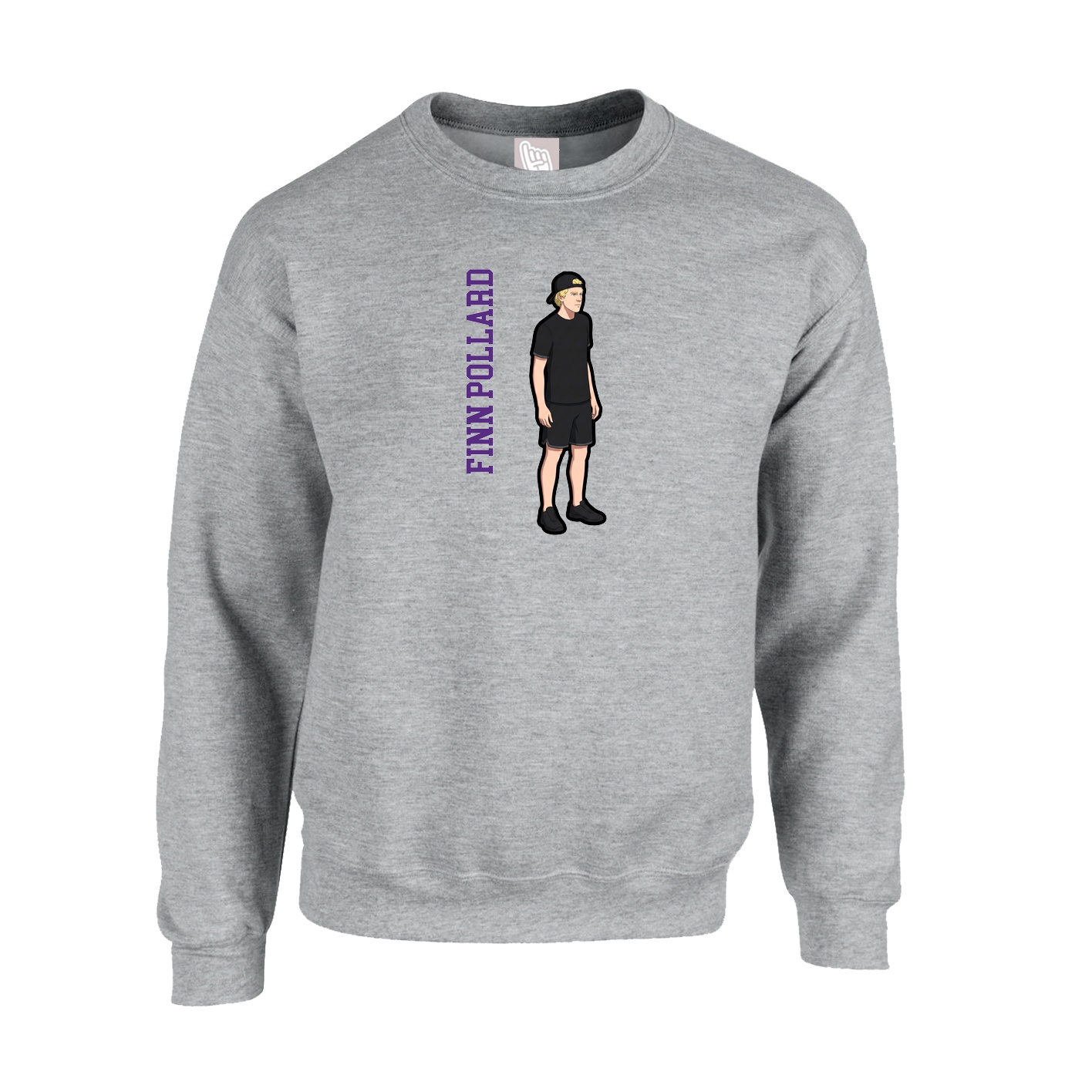 Fleece Crew — Name Vertical in Grey