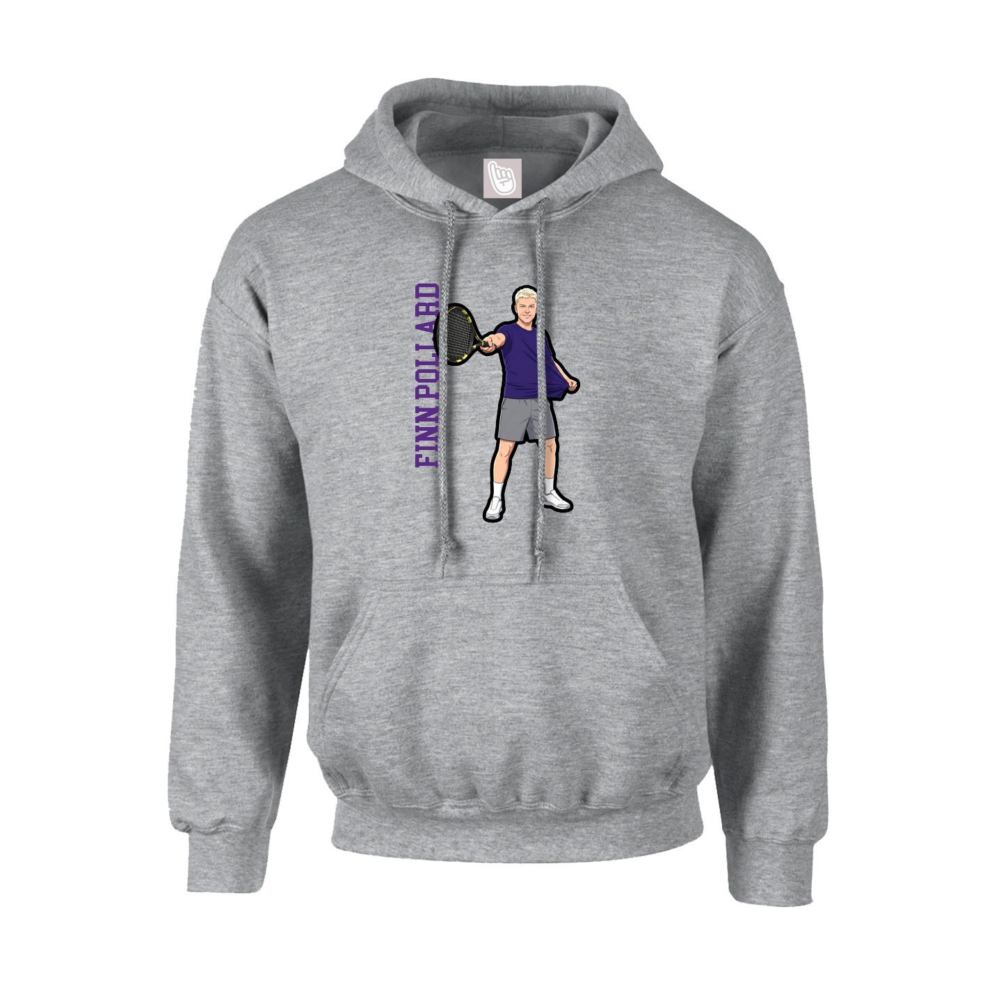 Youth Hoodie — Name Vertical in Grey
