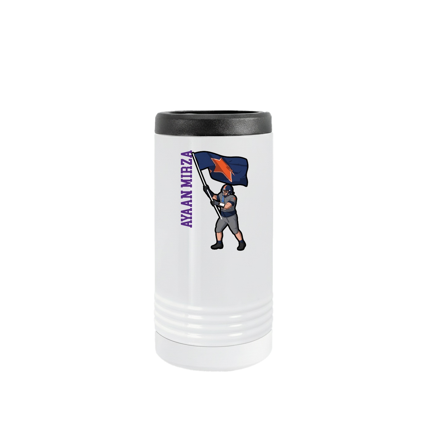 Slim Beverage Holder — Name Vertical in White