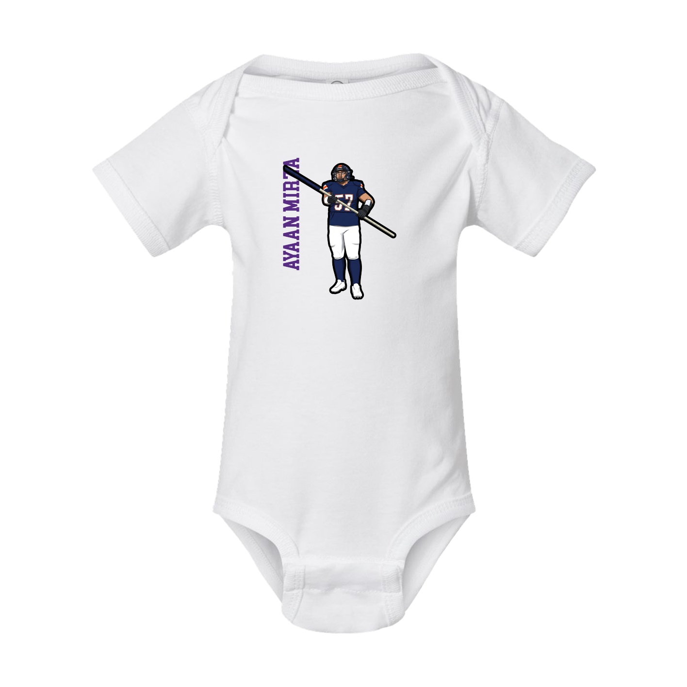 Baby Onesie — Name Vertical in White