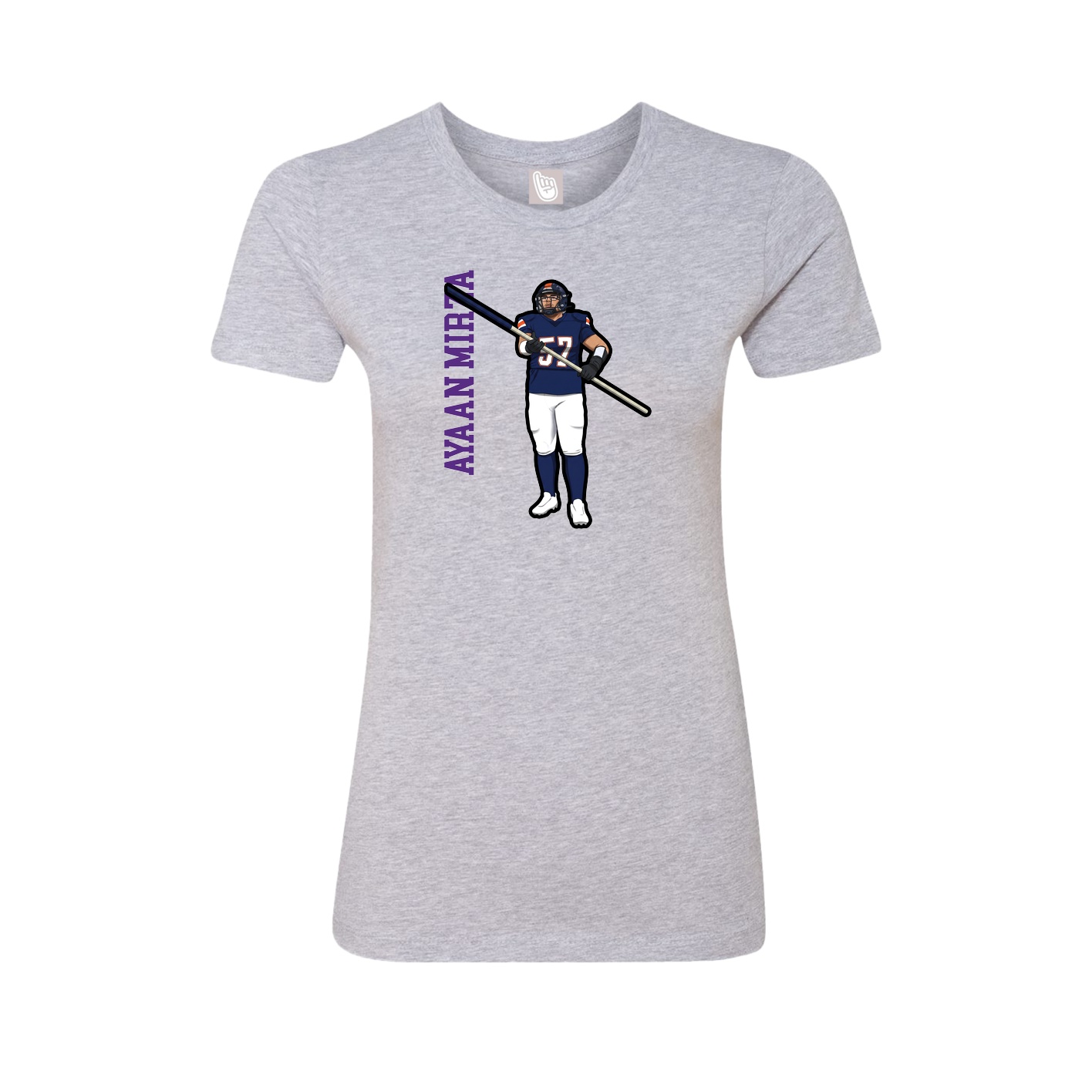Womens Tee — Name Vertical in Grey