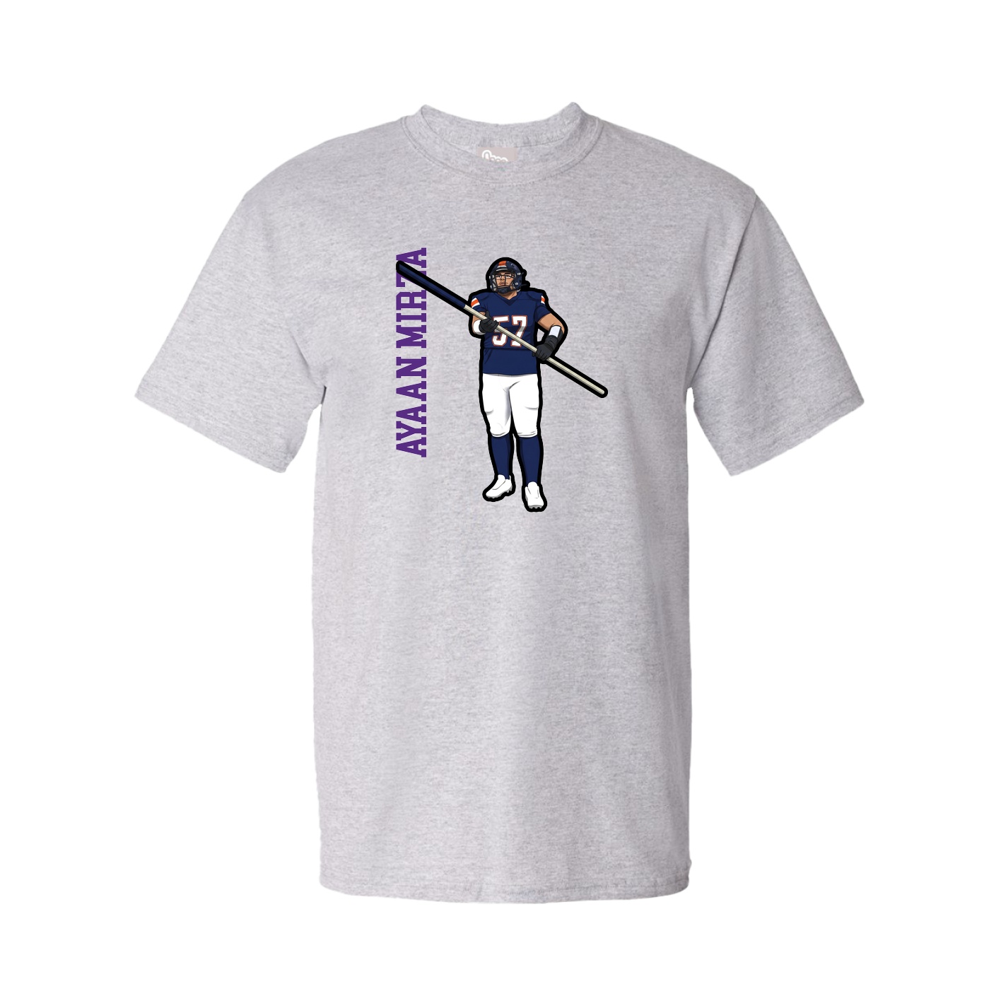 Youth Tee — Name Vertical in Grey