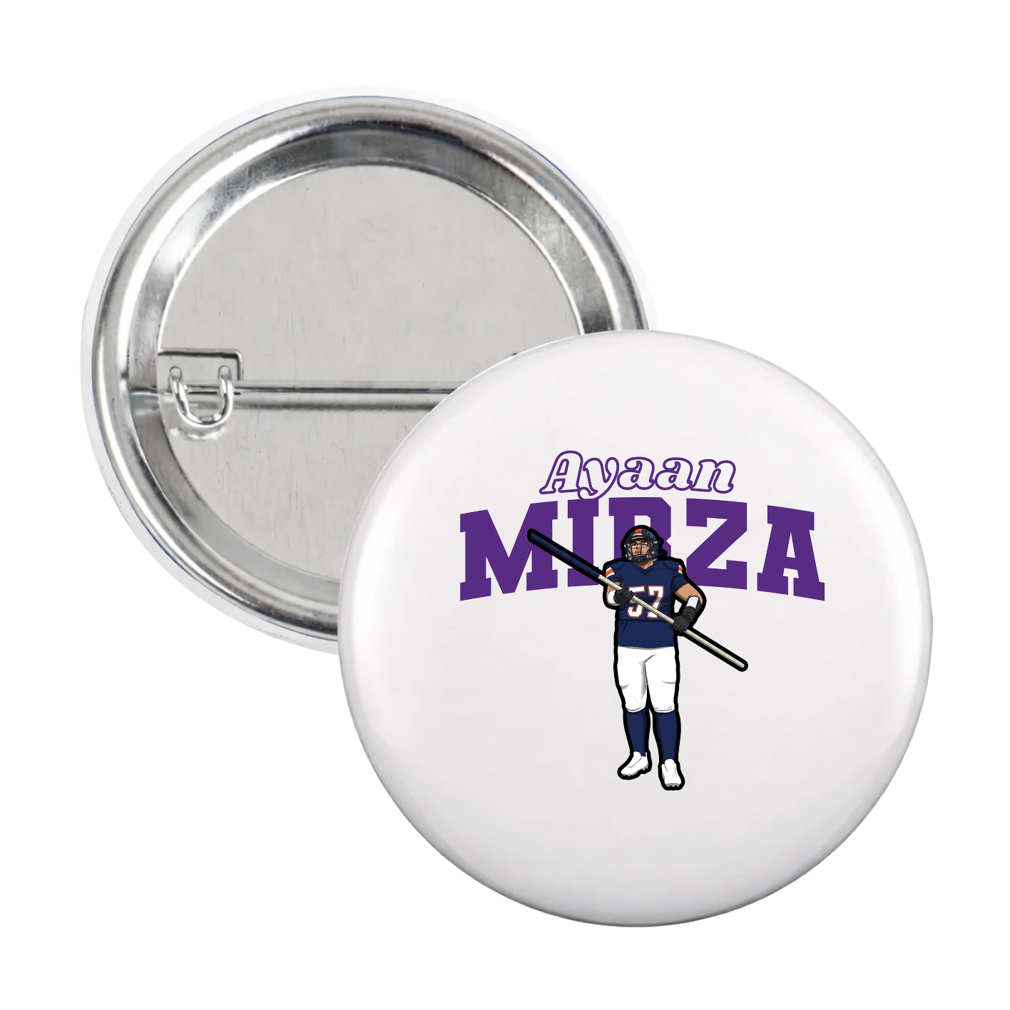 Game Day Button — Name Arch in White