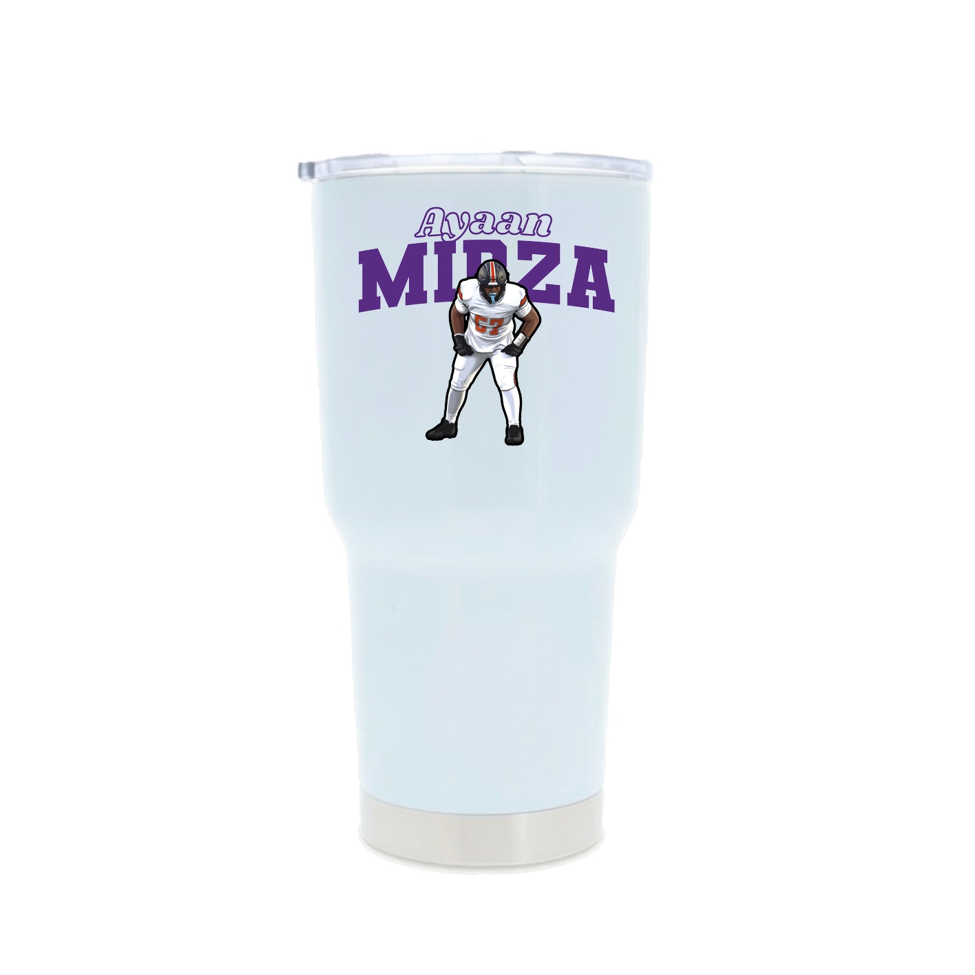 30oz Stainless Steel Tumbler — Name Arch in White