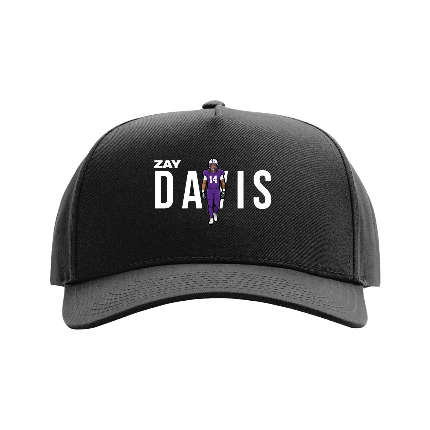 Full Fabric Five-Panel Champ Cap — Player Name in Black