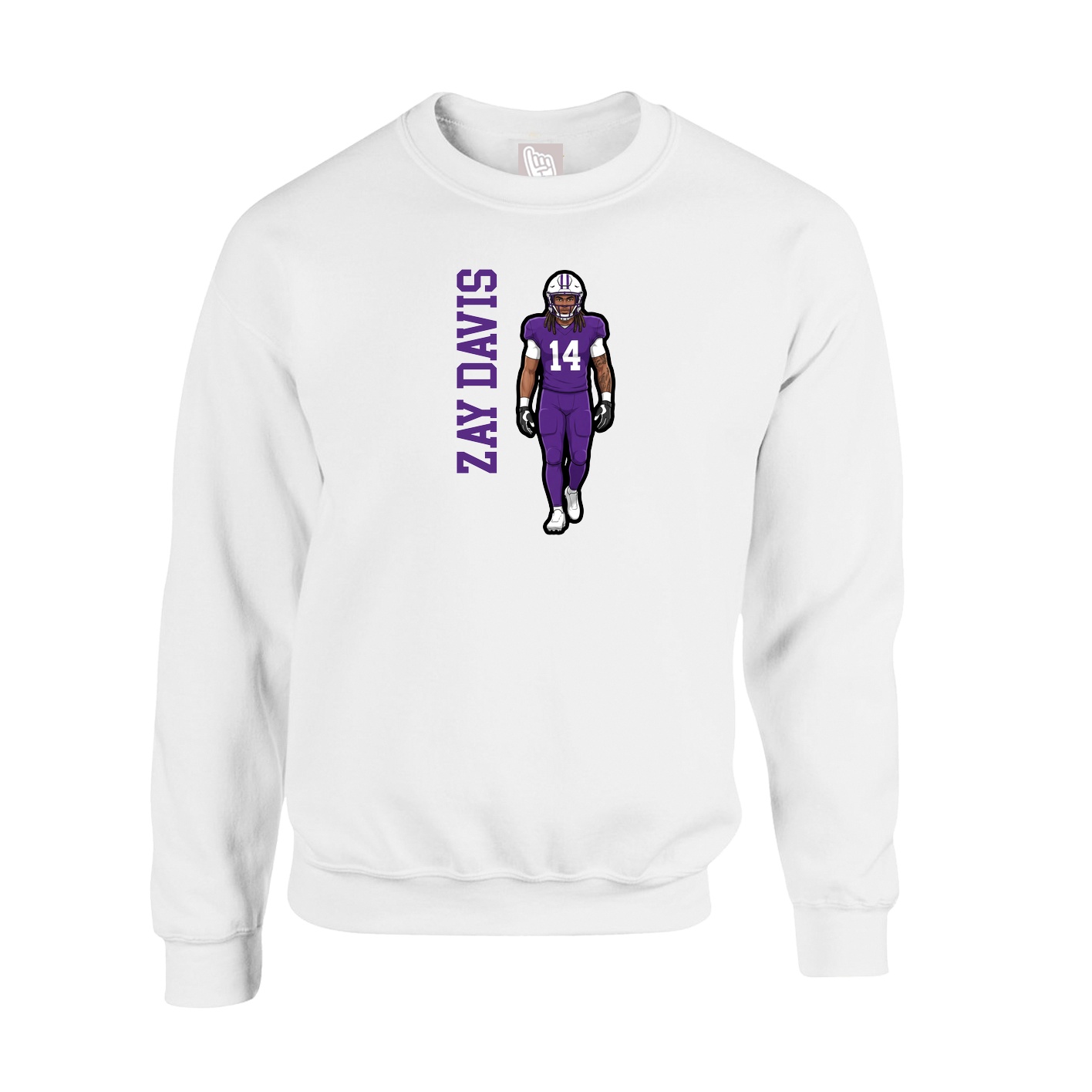 Fleece Crew — Name Vertical in White