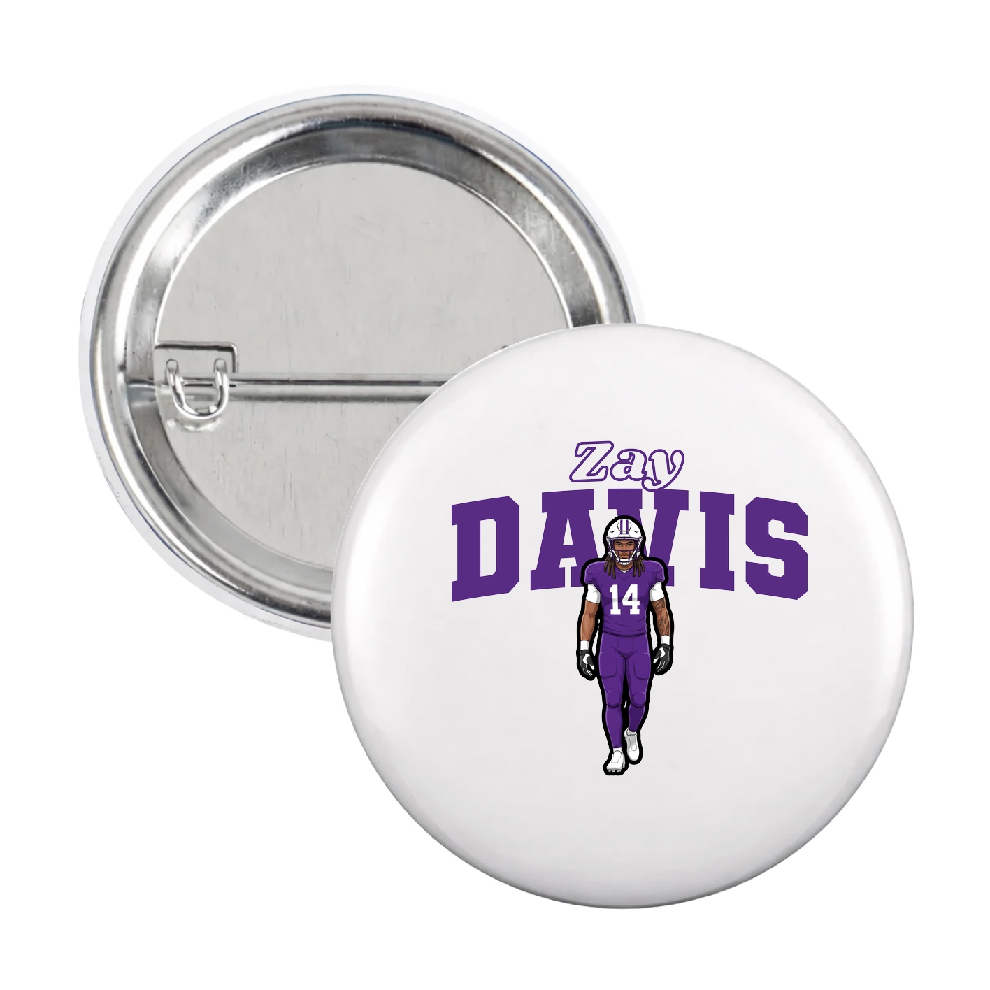 Game Day Button — Name Arch in White