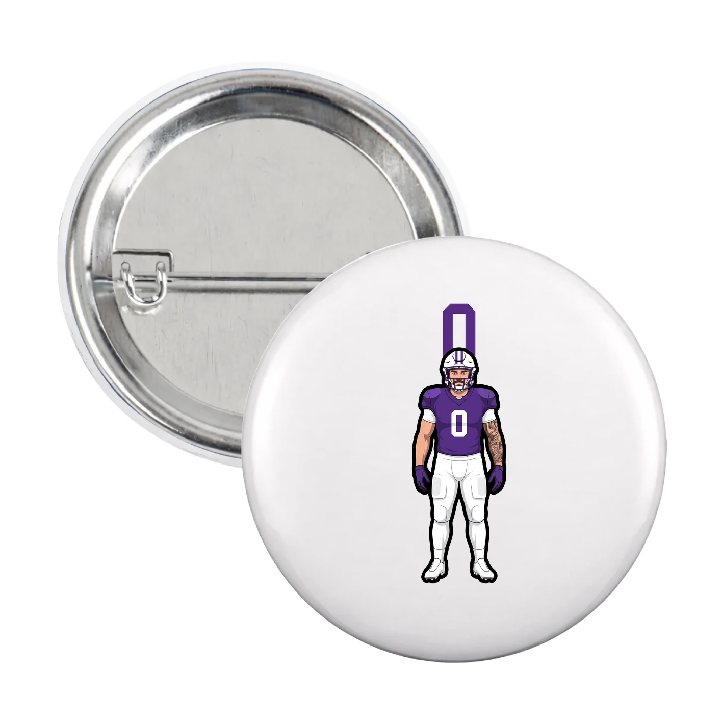 Game Day Button — Number Top in White