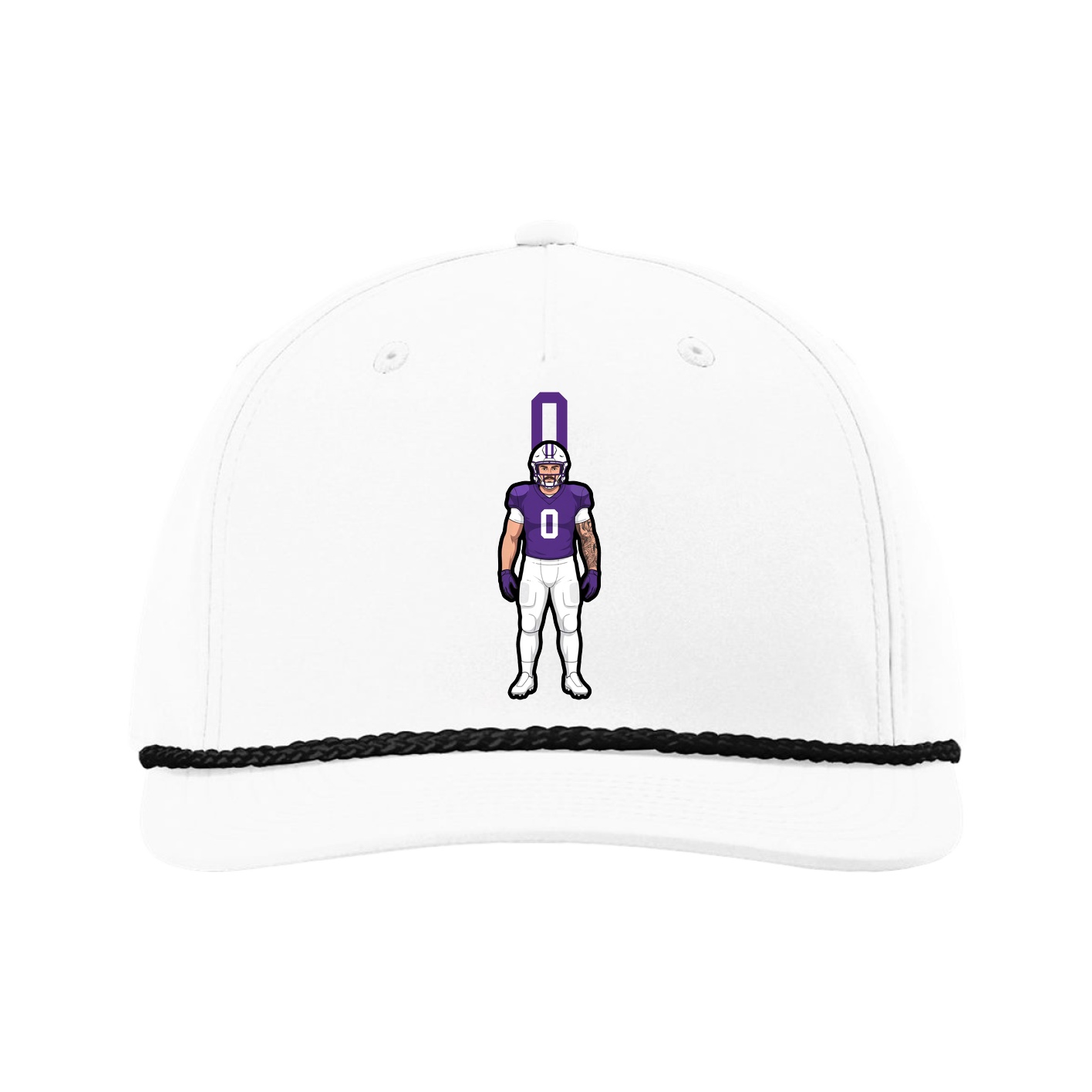 Five-Panel Classic Rope Cap — Number Top in White