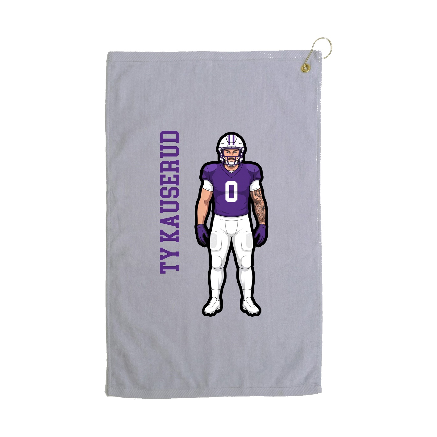 Golf Towel — Name Vertical in Grey