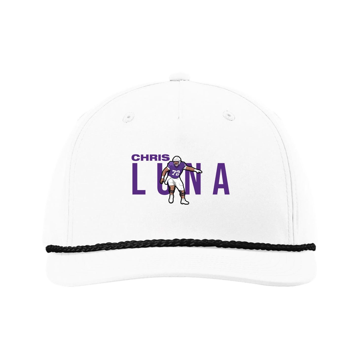 Five-Panel Classic Rope Cap — Player Name in White
