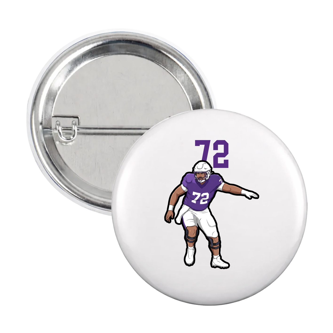 Game Day Button — Number Top in White