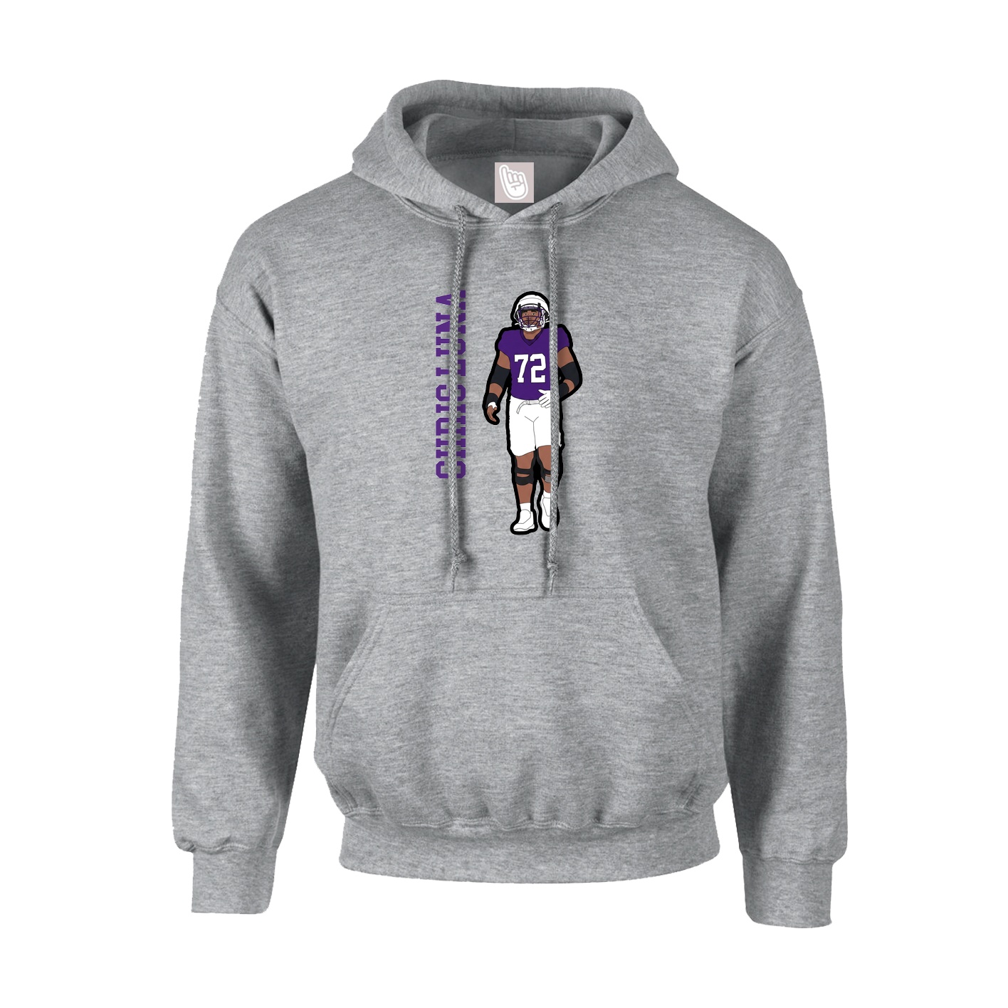 Hoodie — Name Vertical in Grey