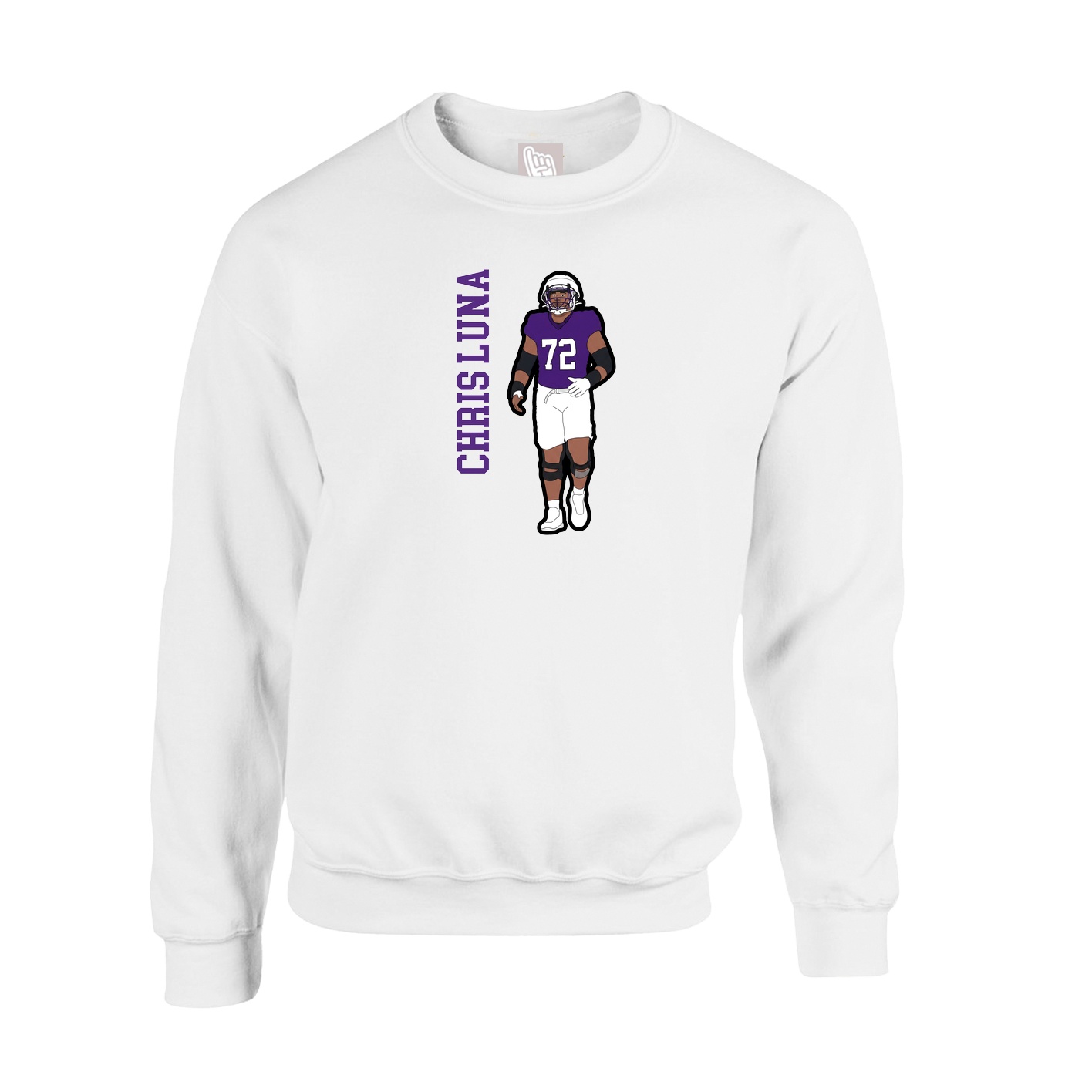 Fleece Crew — Name Vertical in White