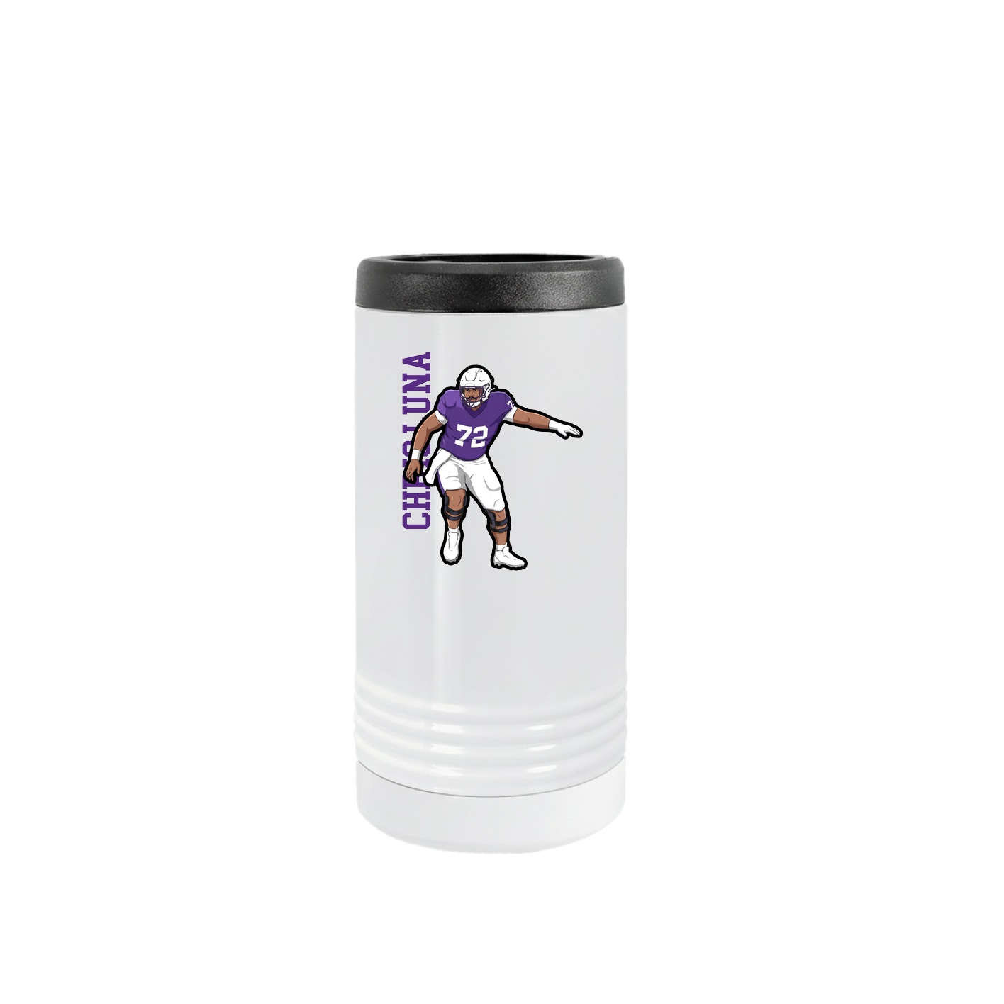 Slim Beverage Holder — Name Vertical in White