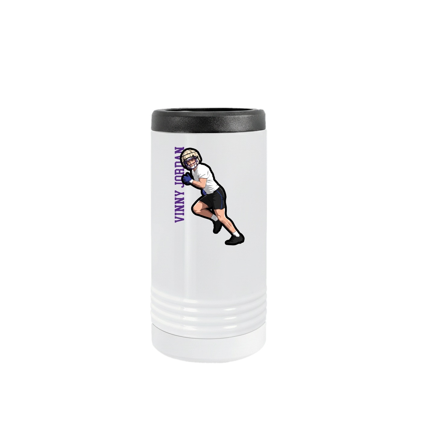 Slim Beverage Holder — Name Vertical in White