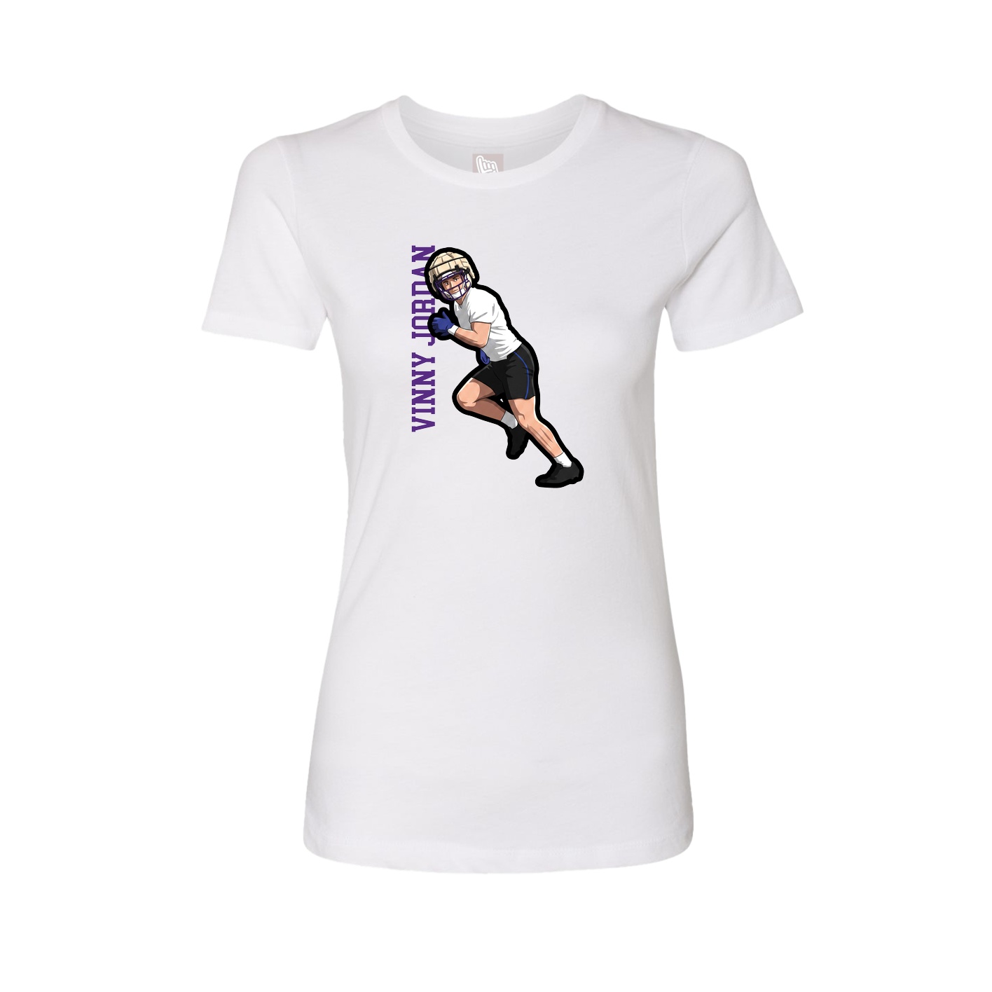 Fitted Women's Tee — Name Vertical in White