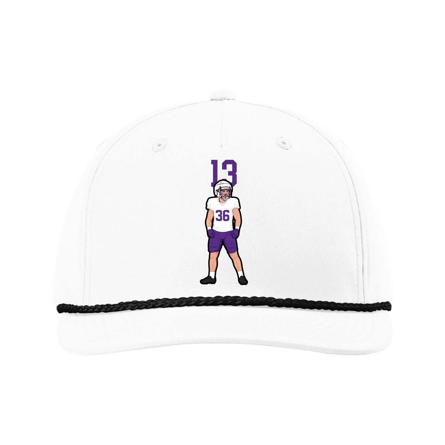 Five-Panel Classic Rope Cap — Number Top in White