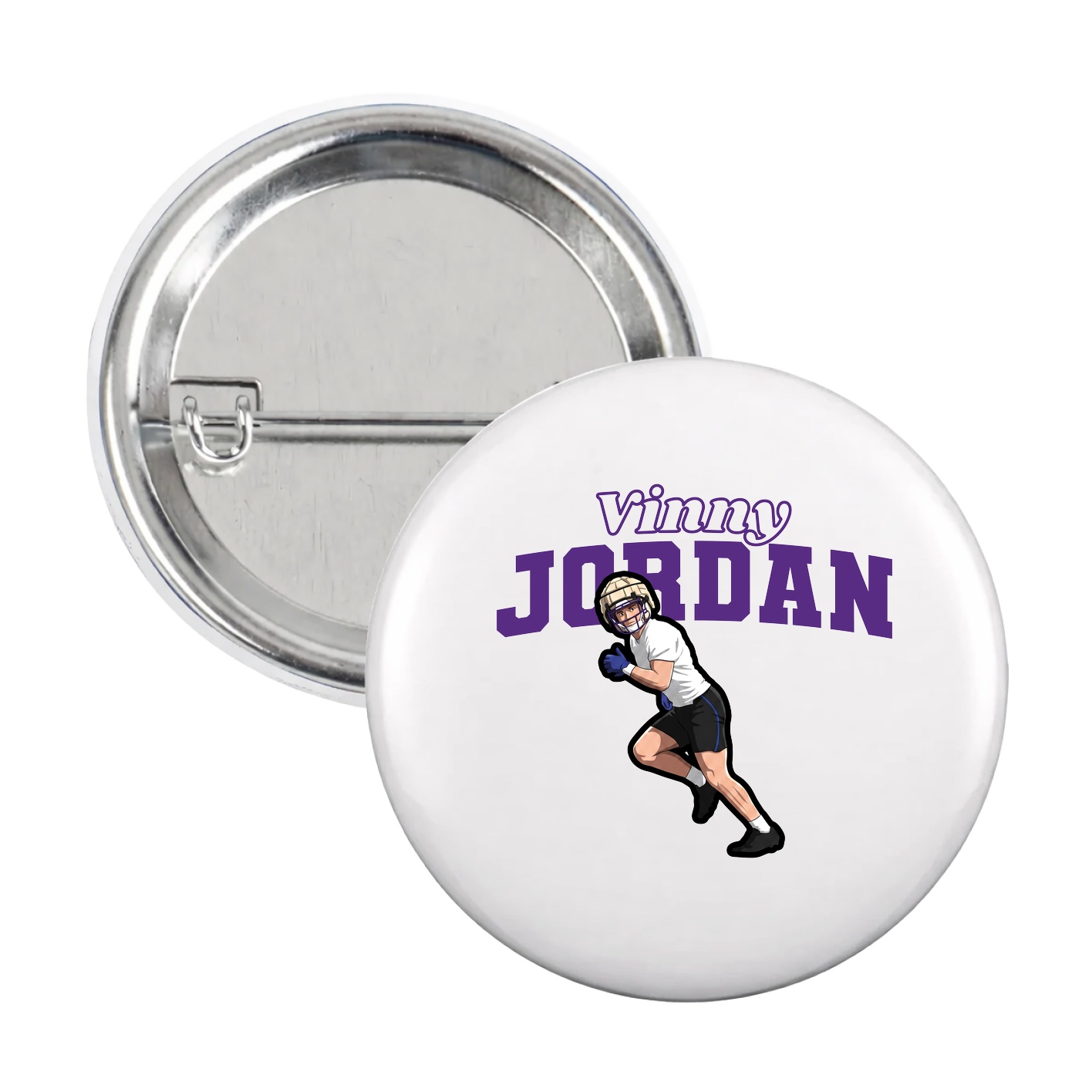 Game Day Button — Name Arch in White