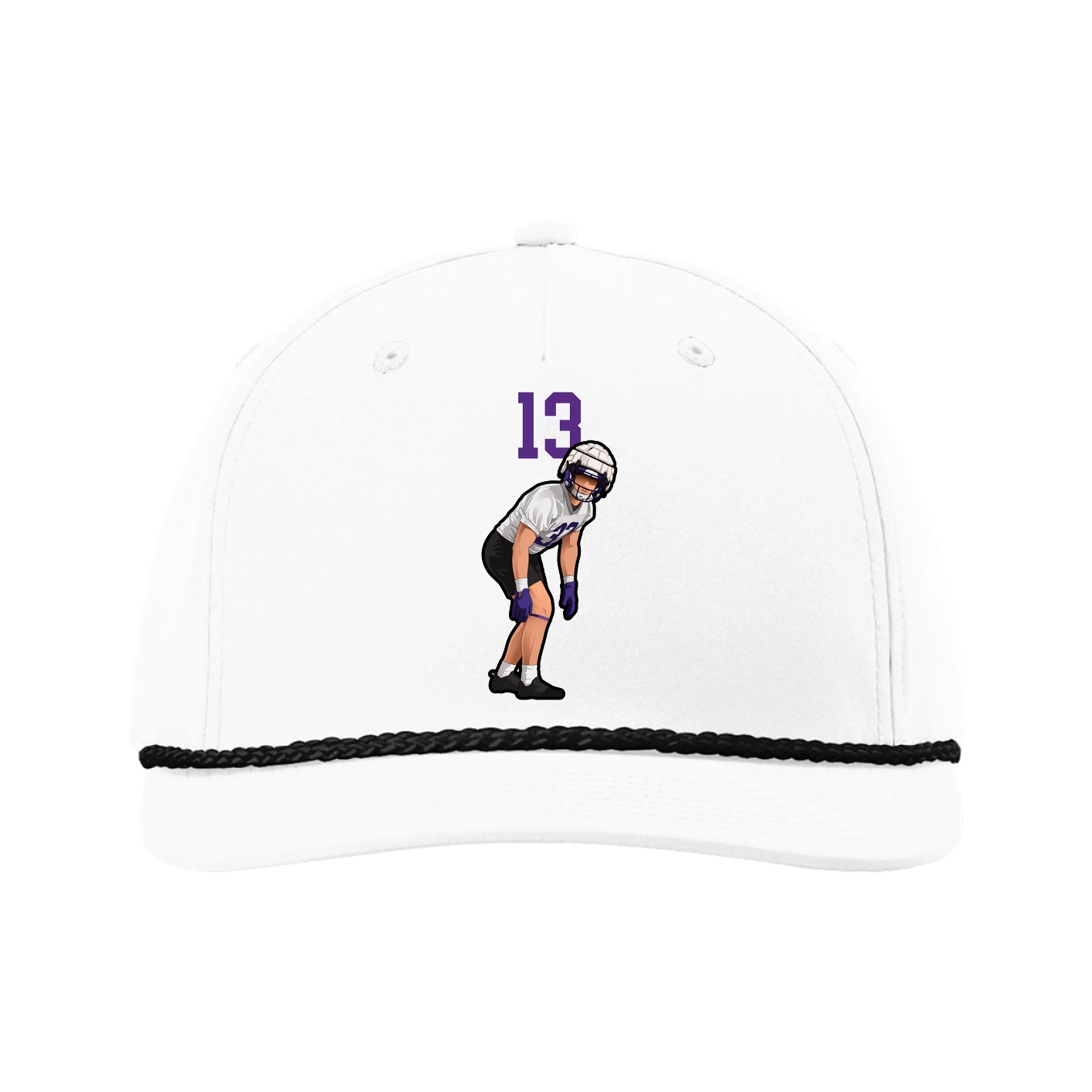 Five-Panel Classic Rope Cap — Number Top in White
