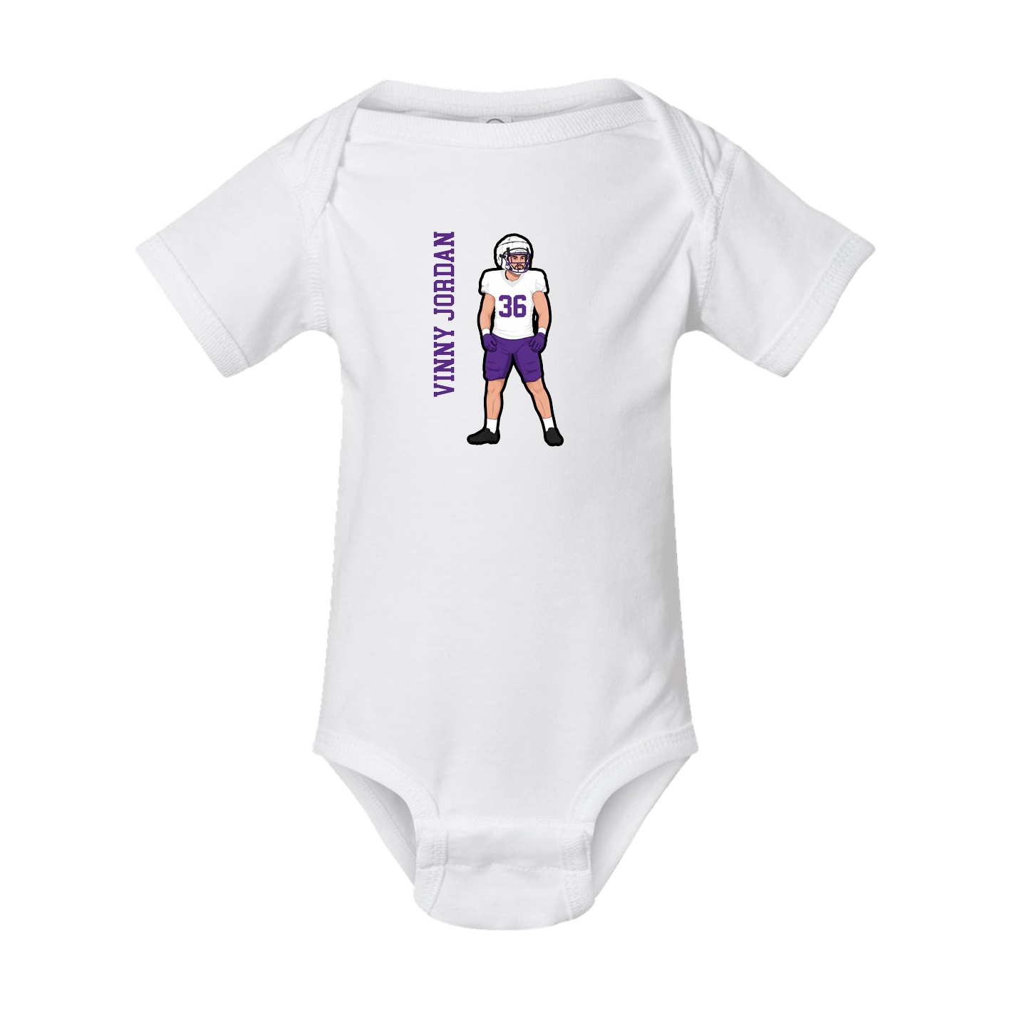 Baby Onesie — Name Vertical in White