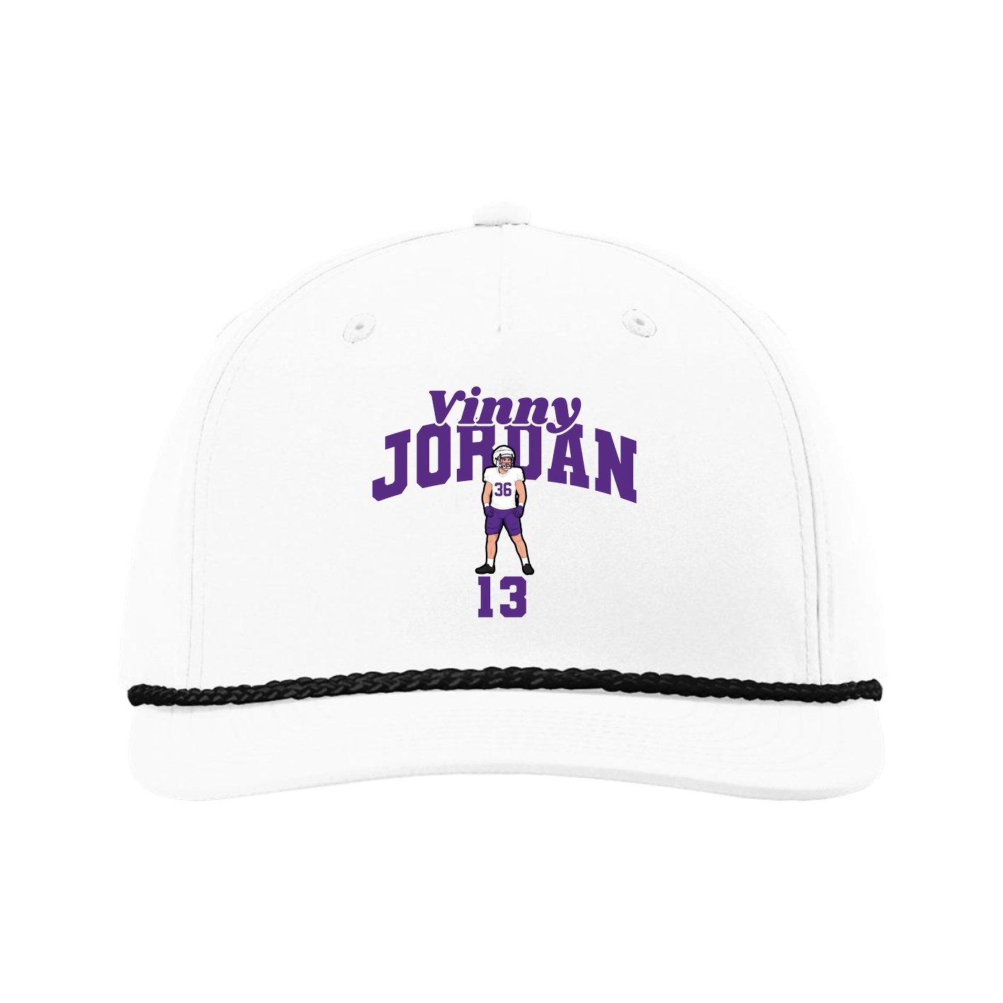 Five-Panel Classic Rope Cap — Signature Arch in White