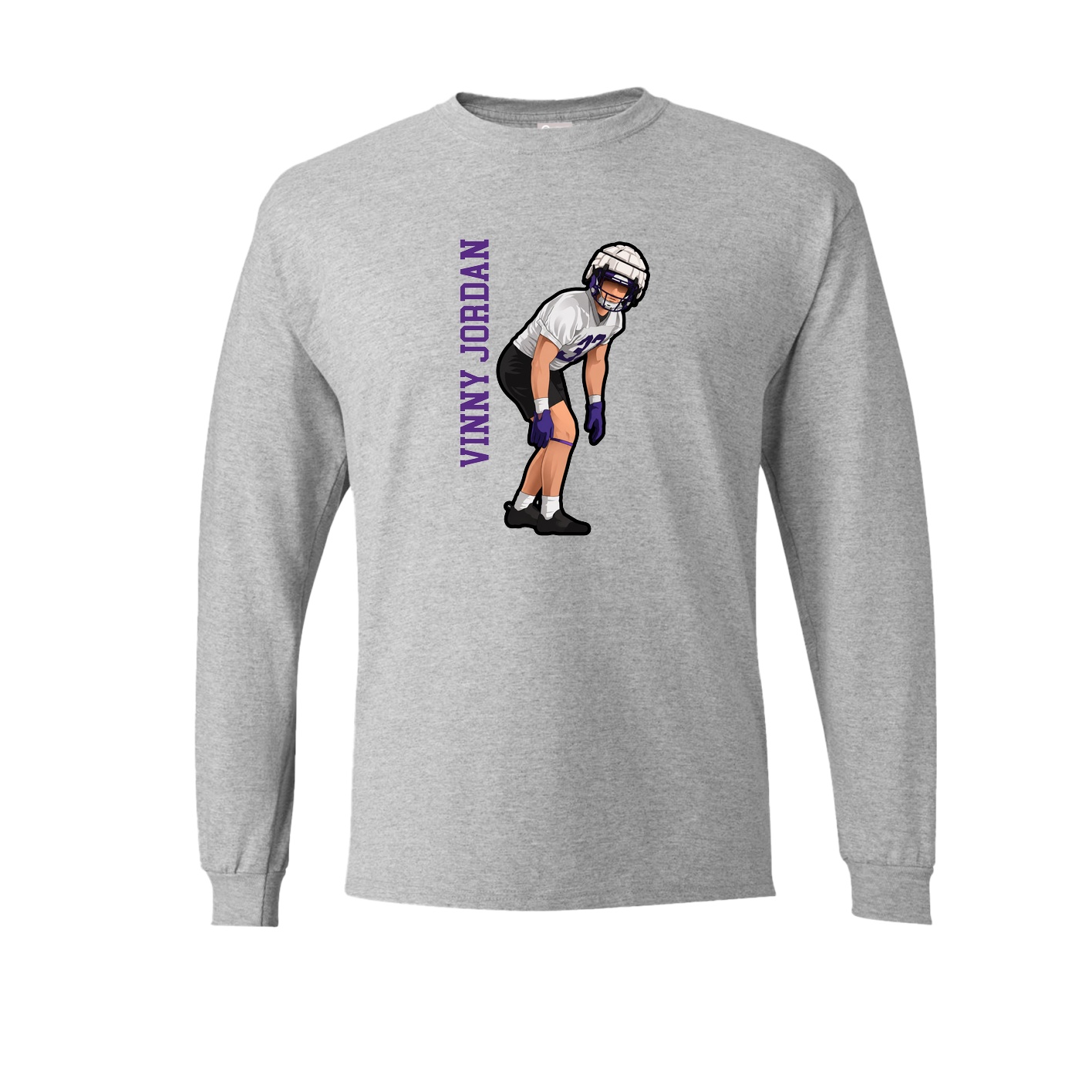 Long Sleeve Tee — Name Vertical in Grey