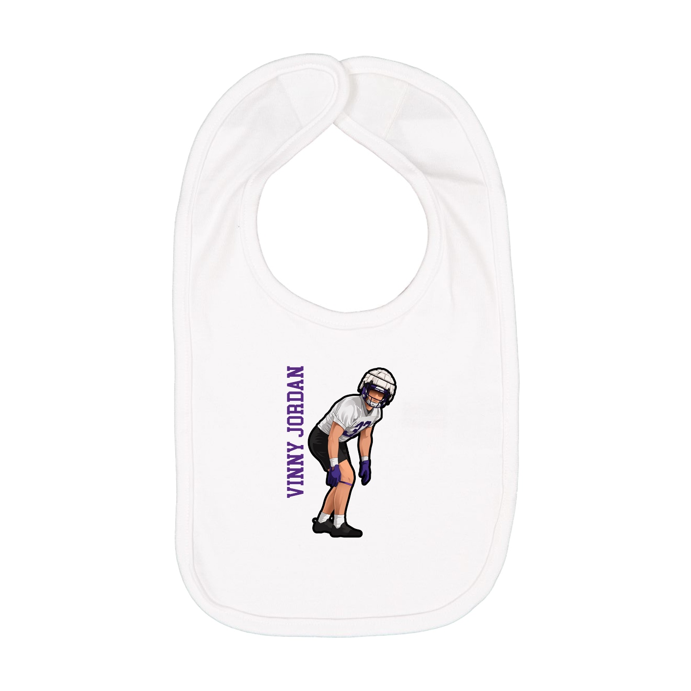 Infant Bib — Name Vertical in White
