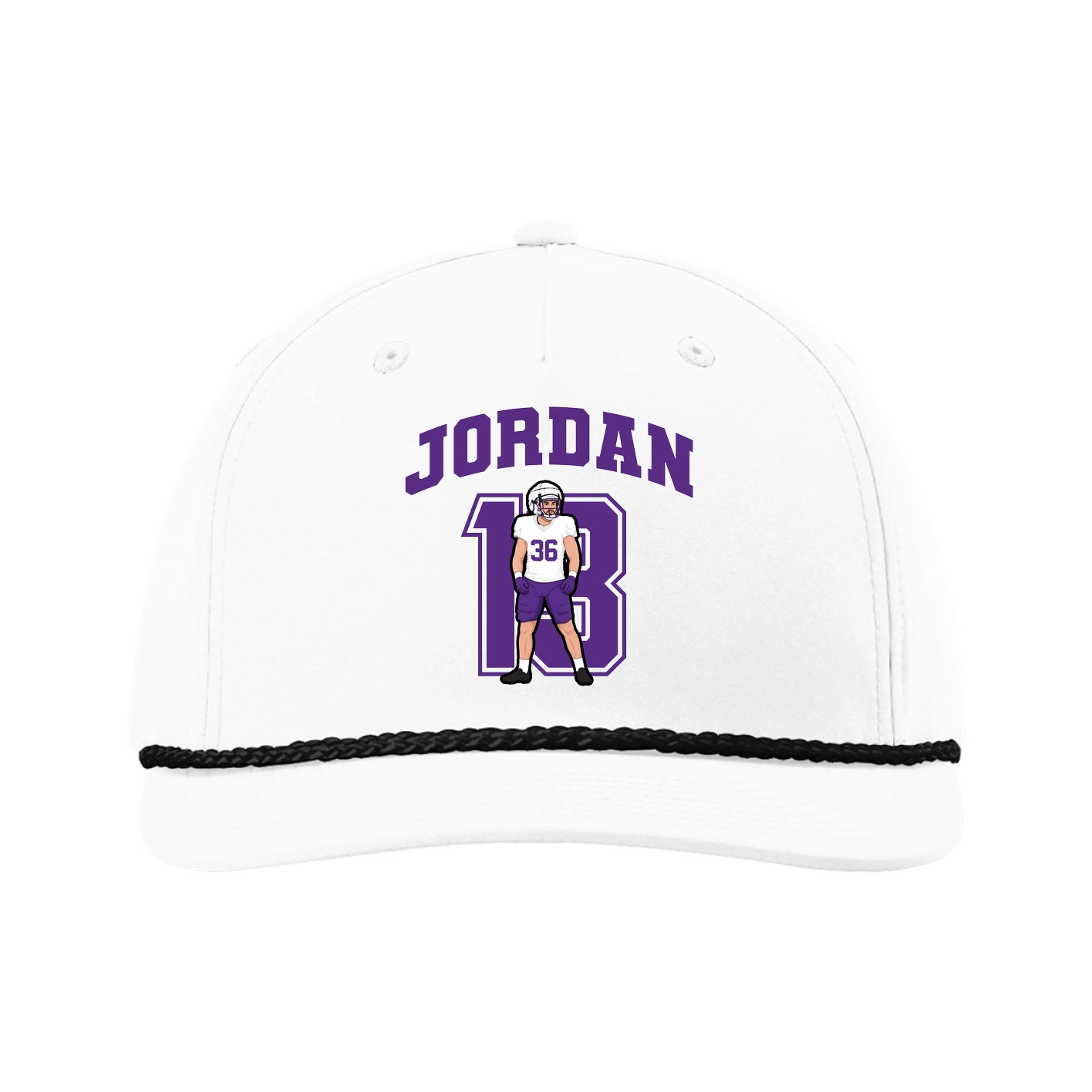 Five-Panel Classic Rope Cap — Number in White