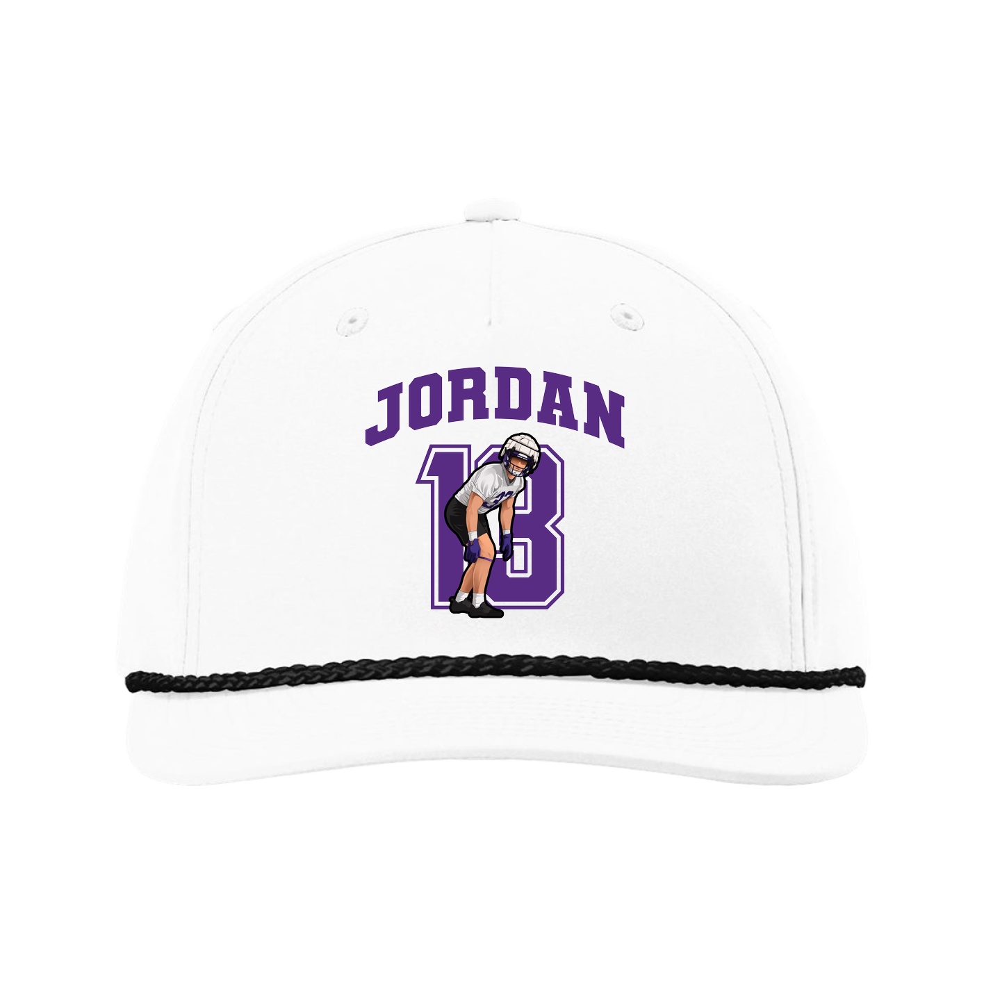 Five-Panel Classic Rope Cap — Number in White