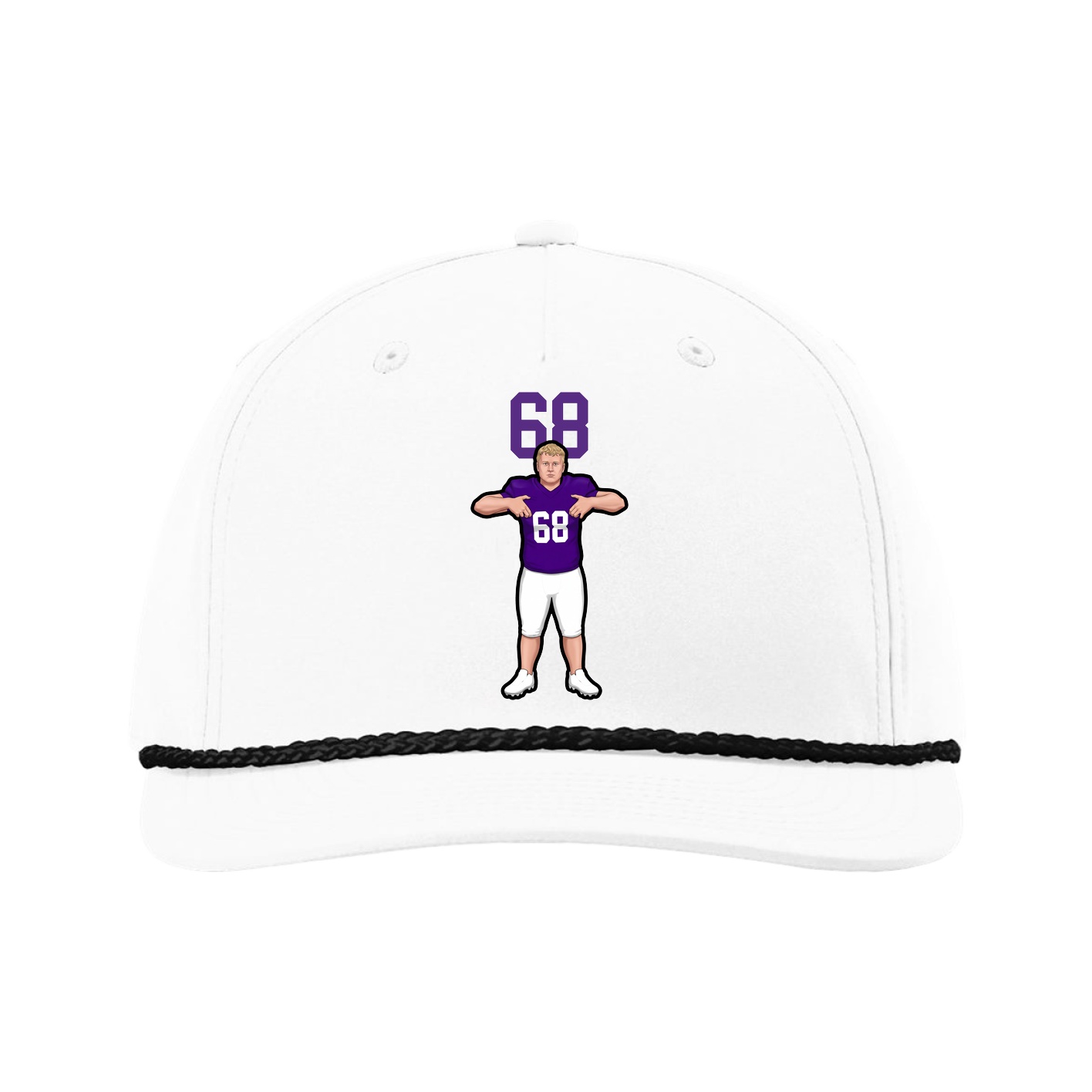 Five-Panel Classic Rope Cap — Number Top in White