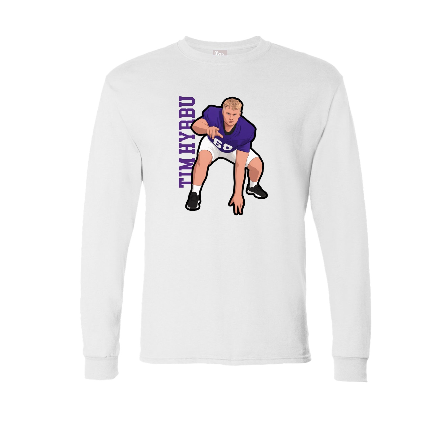 Long Sleeve Tee — Name Vertical in White