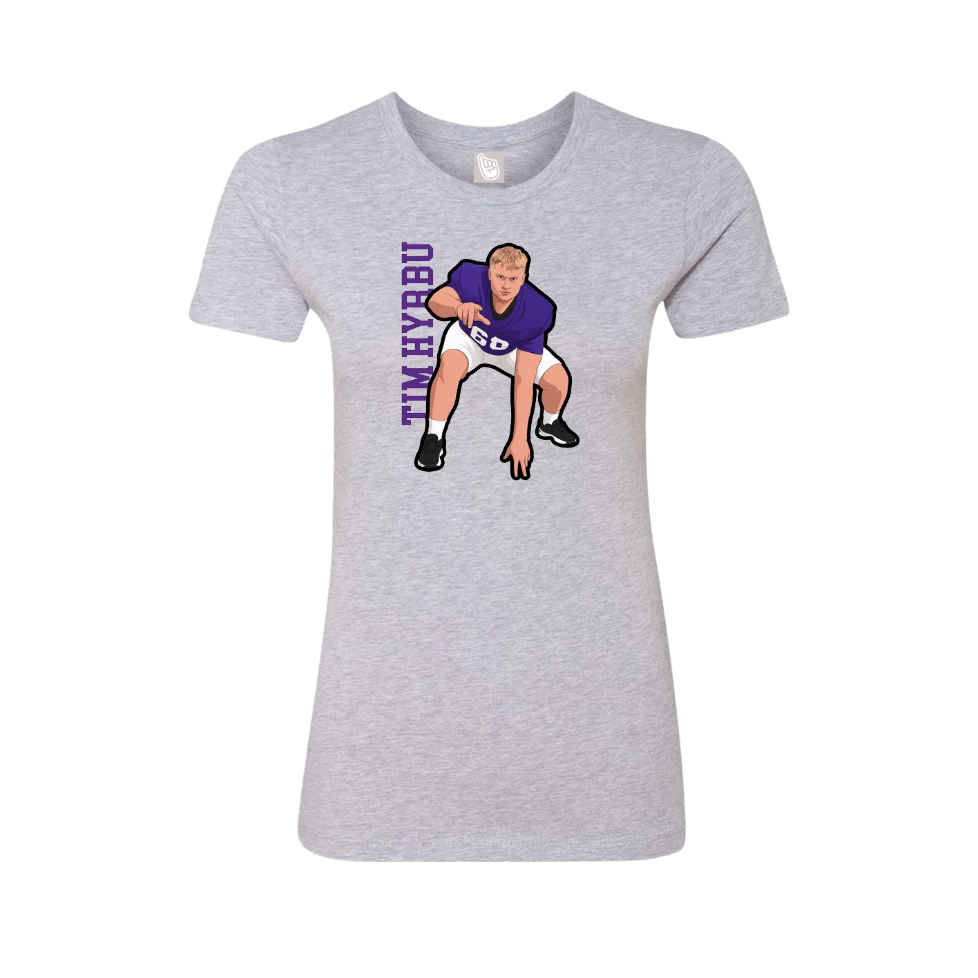 Fitted Women's Tee — Name Vertical in Grey