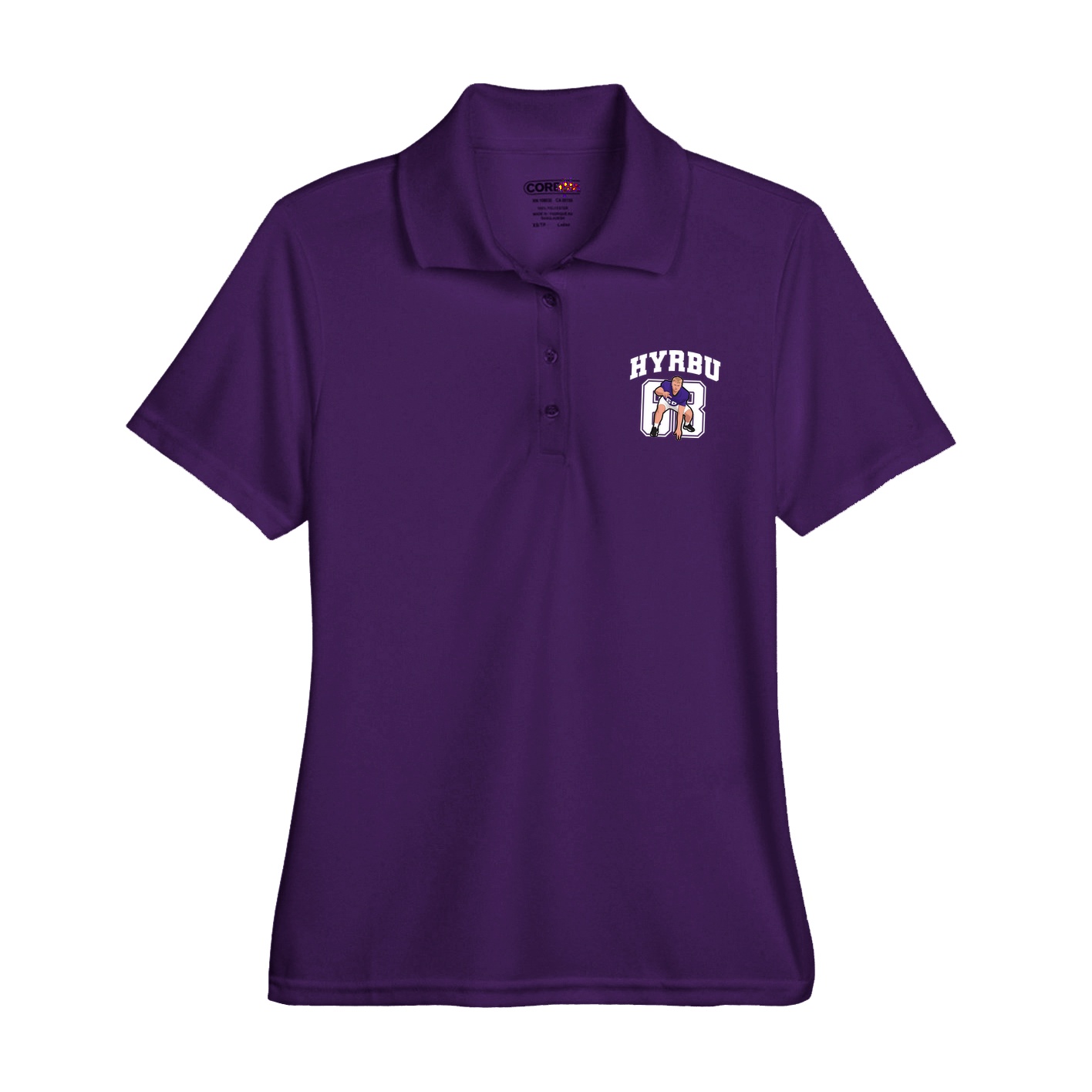 Womens Performance Polo — Number in Purple