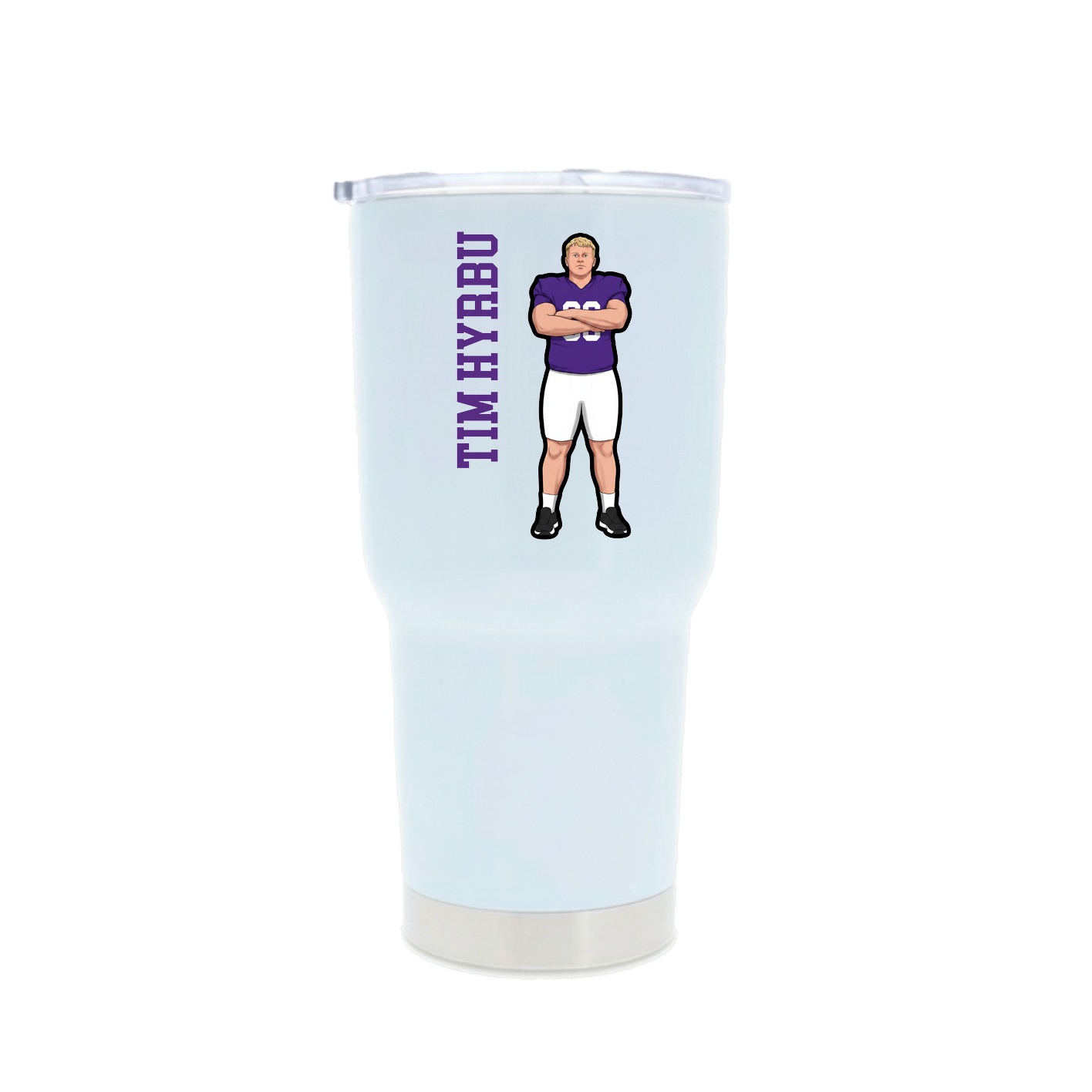 30oz Stainless Steel Tumbler — Name Vertical in White