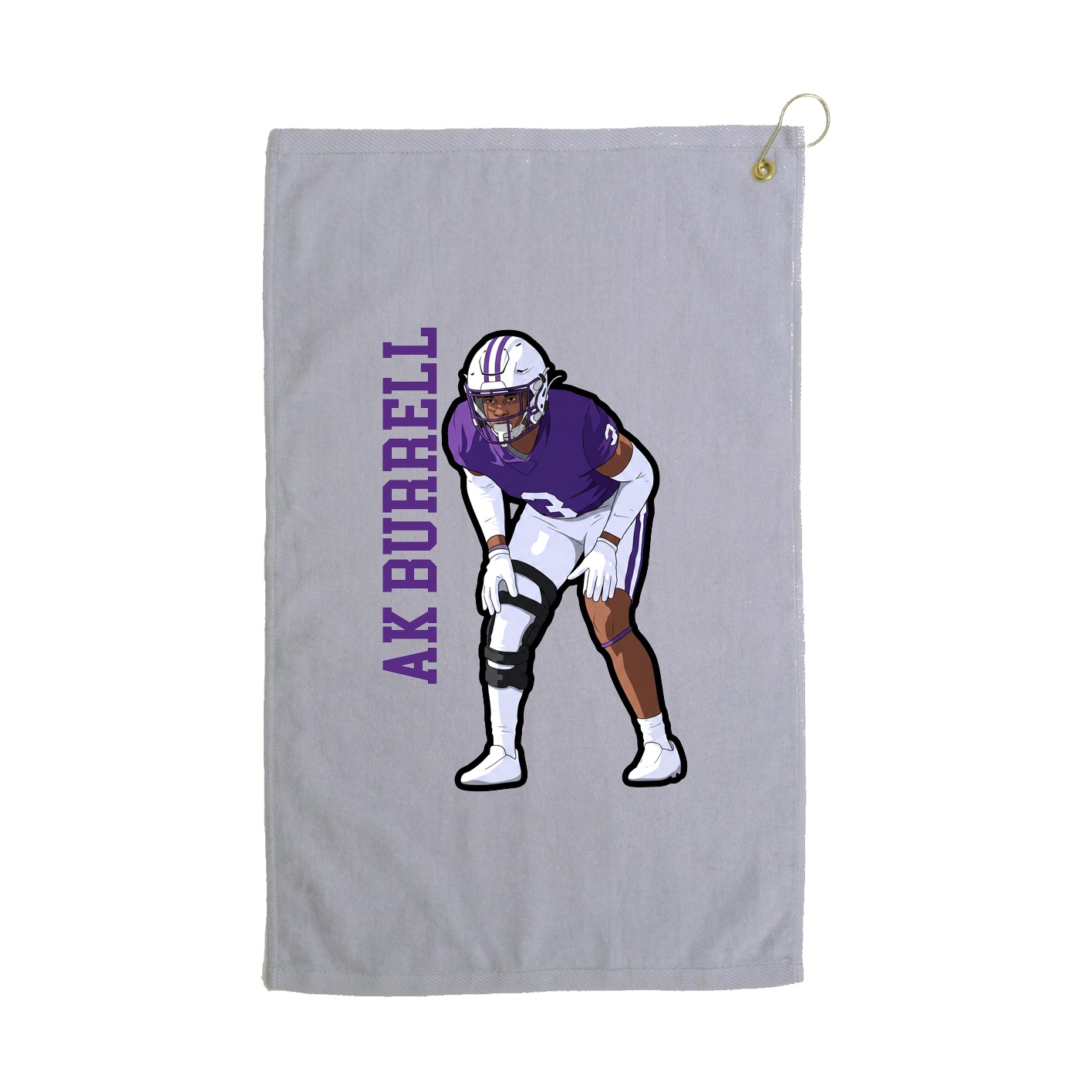 Golf Towel — Name Vertical in Grey