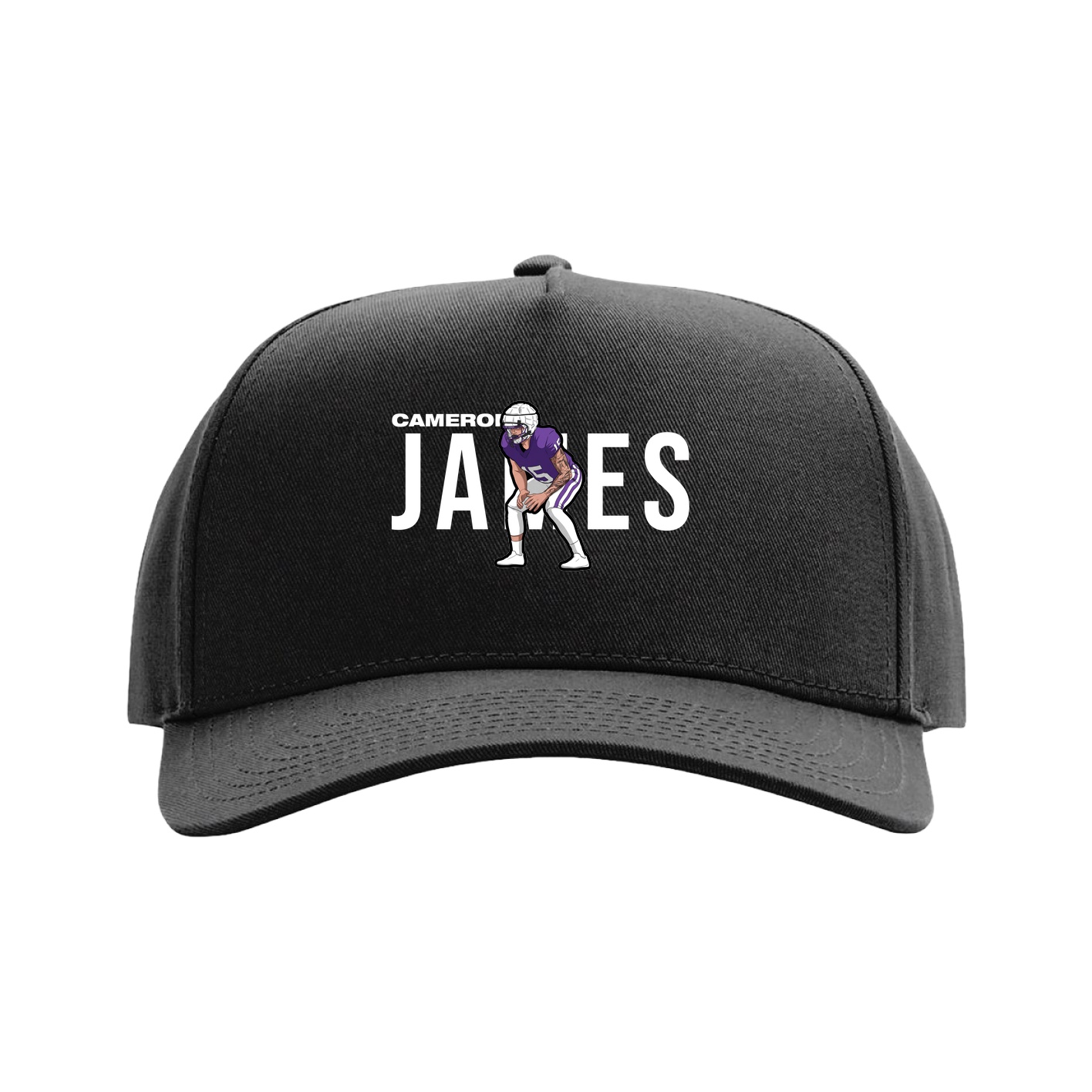 Full Fabric Five-Panel Champ Cap — Player Name in Black