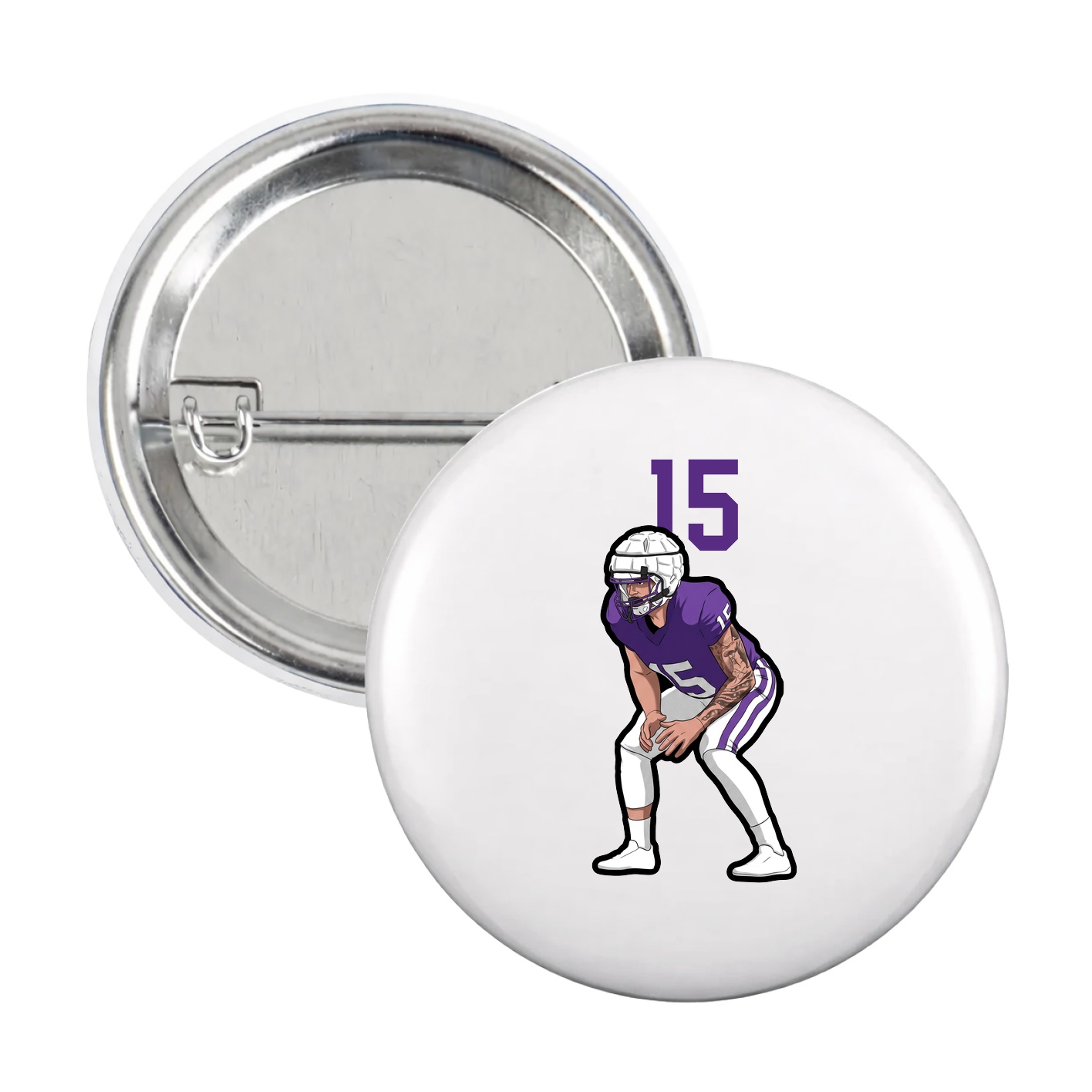 Game Day Button — Number Top in White