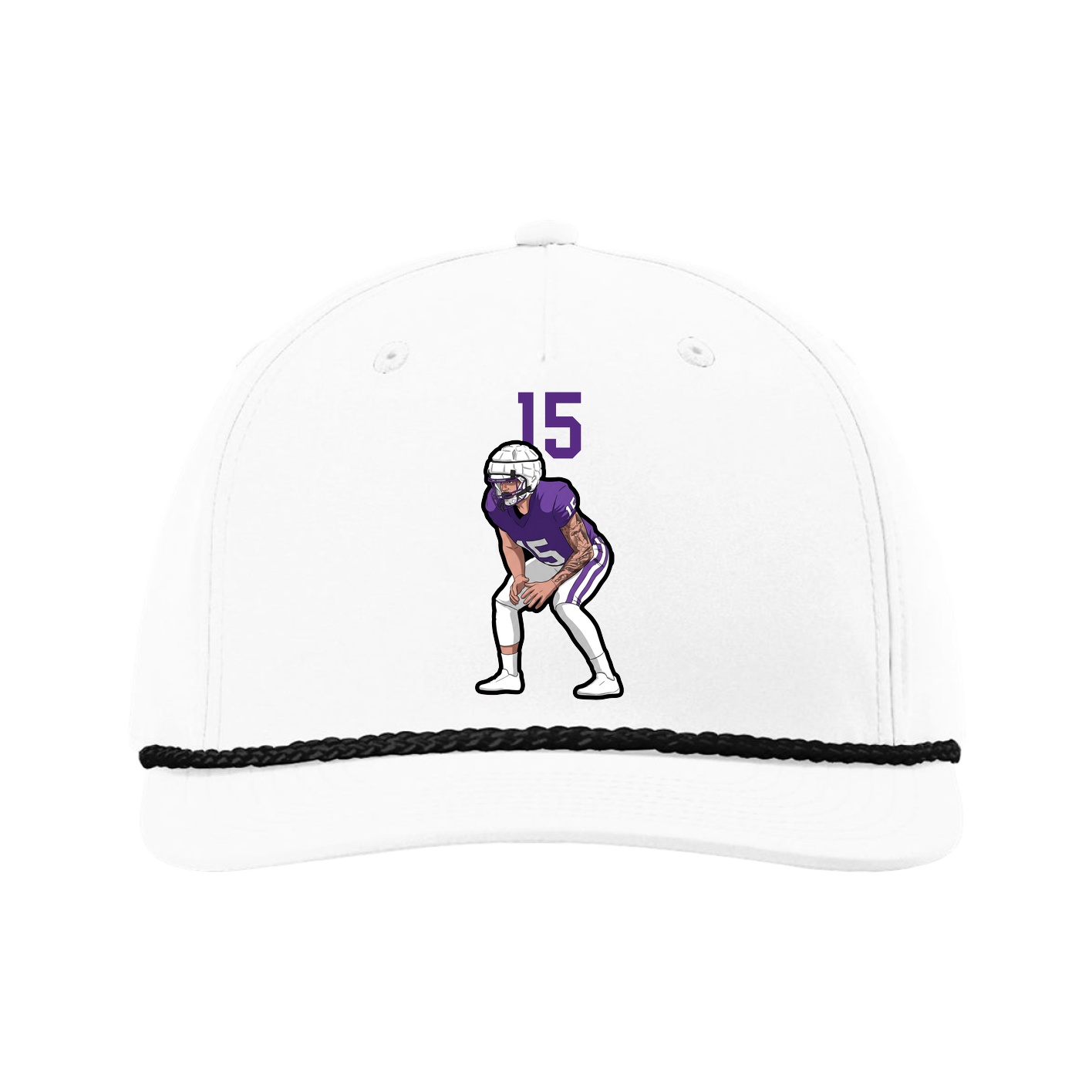 Five-Panel Classic Rope Cap — Number Top in White