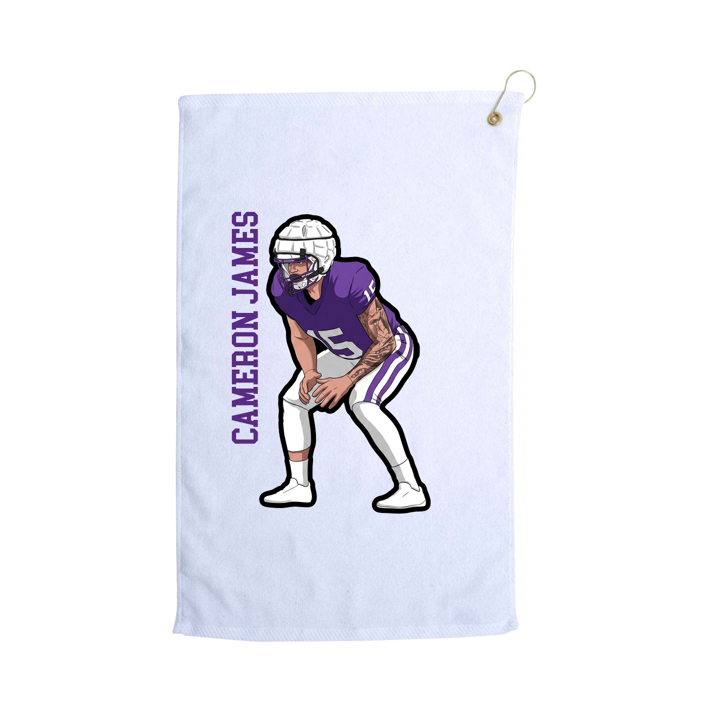 Golf Towel — Name Vertical in White