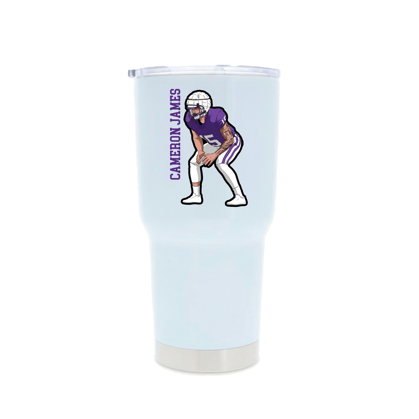 30oz Stainless Steel Tumbler — Name Vertical in White