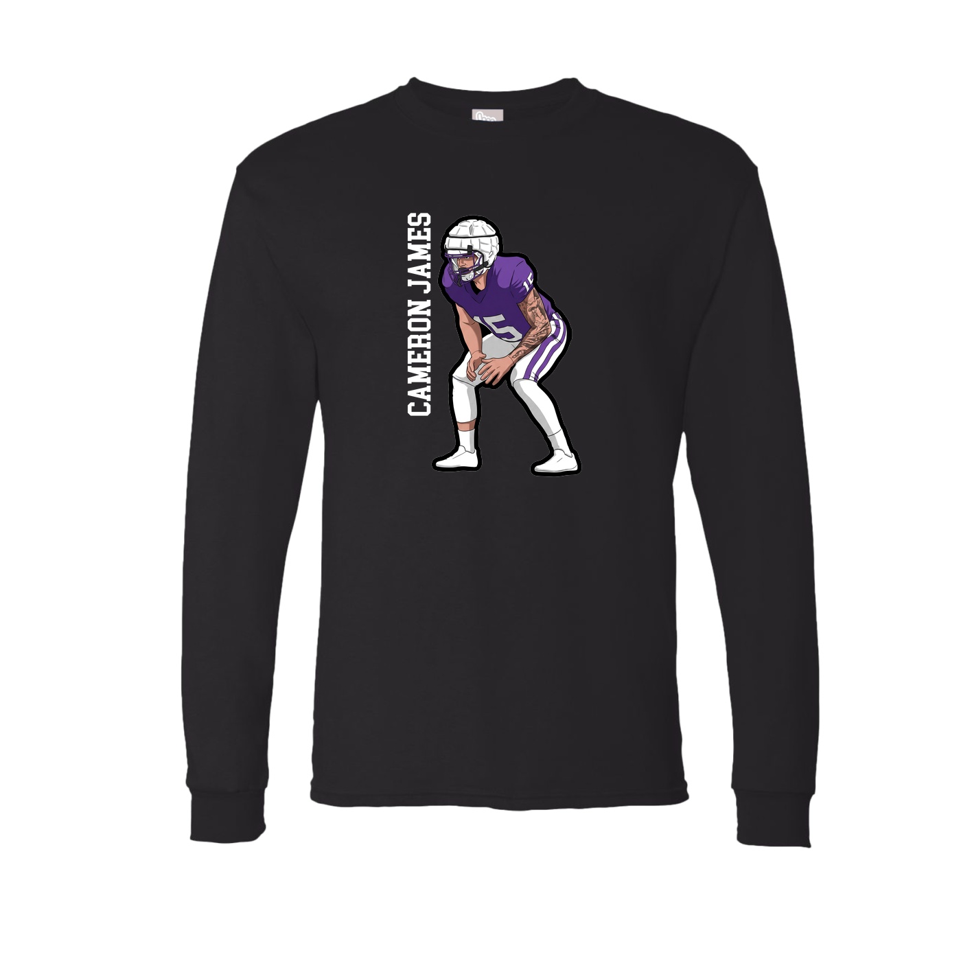 Long Sleeve Tee — Name Vertical in Black